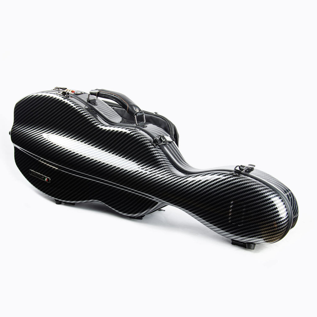 Christina violin case 4/4 Full Size Violin case High-Strength Carbon Fiber Pear-Shaped Violin Music Bag With Combination Lock and Extra Bag Gray Violin Hard Case (VB-Random type-SilveryGray spot)