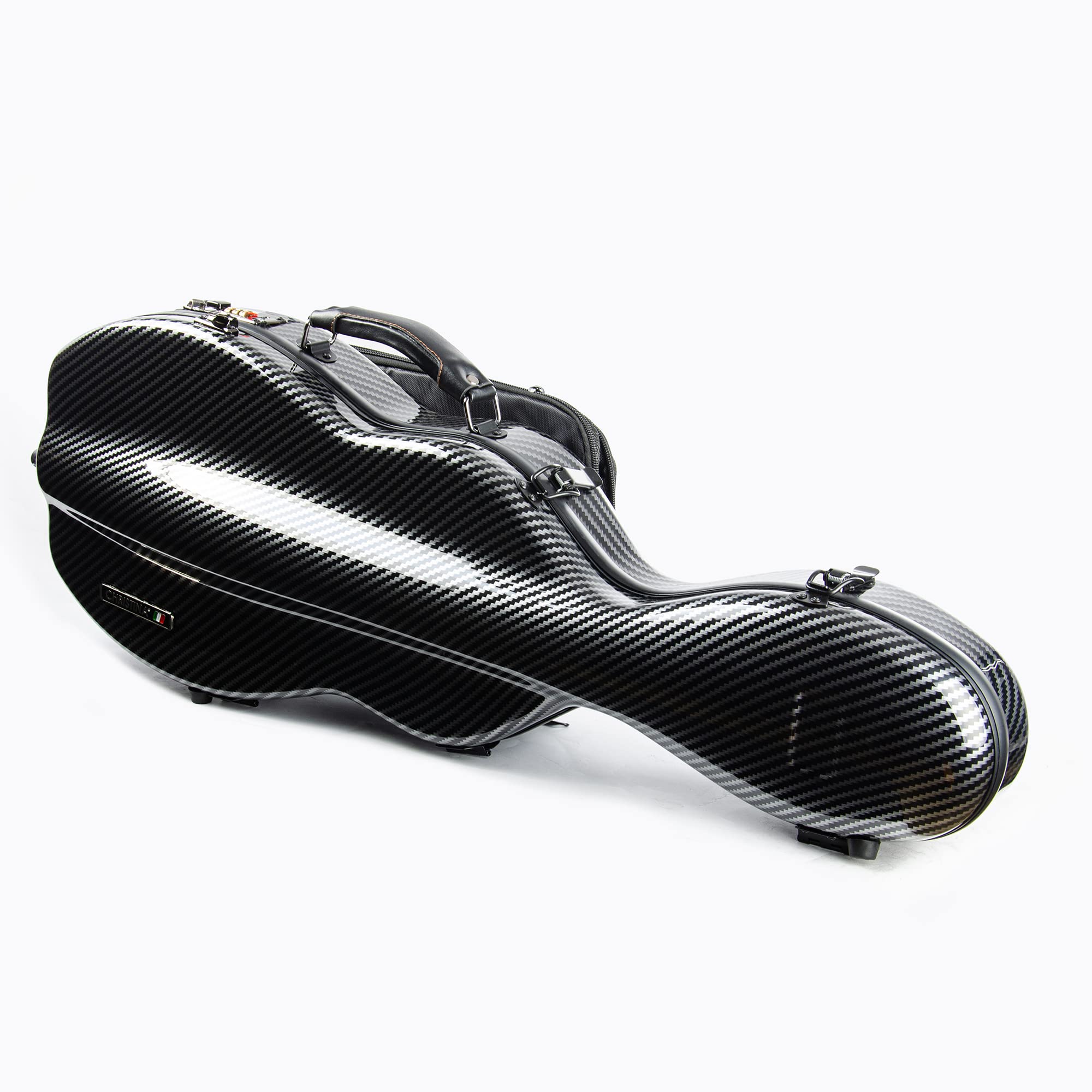 Christina violin case 4/4 Full Size Violin case High-Strength Carbon Fiber Pear-Shaped Violin Music Bag With Combination Lock and Extra Bag Gray Violin Hard Case (VB-Random type-SilveryGray spot)