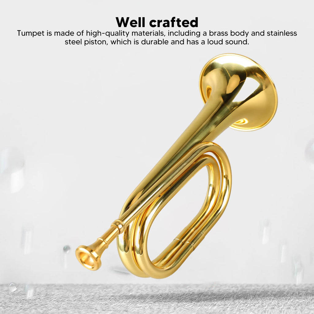 Walfront C Key Trumpet Military Style Brass Trumpet with Mouthpiece for Cavalry Bugle Military Orchestra Silver