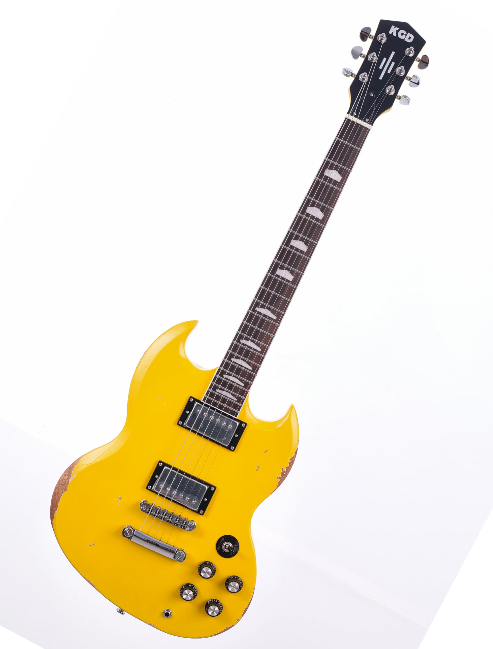 KGD Relic Electric Guitar,Solid Body Electric Guitar With Mahogany Body and Neck,Rosewood Fingerboard,Bone Nut,SG style 6-String Guitar,Professional/Electric Guitars for Adults