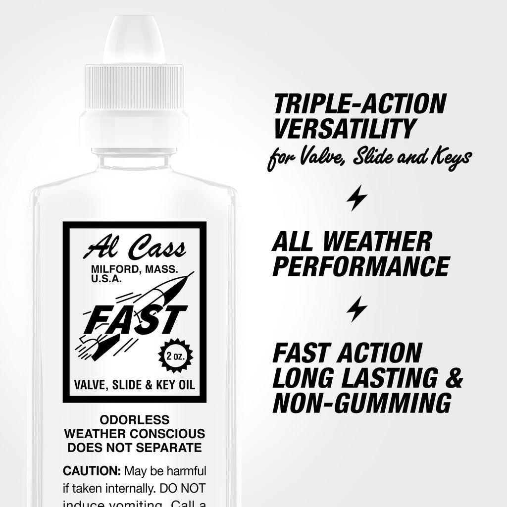Official Al Cass Fast Valve, Slide & Key Oil | 2 oz Bottle | Odorless, Non-Gumming Lubricant for Brass Instruments | Trusted by Professionals | Made in USA (12)