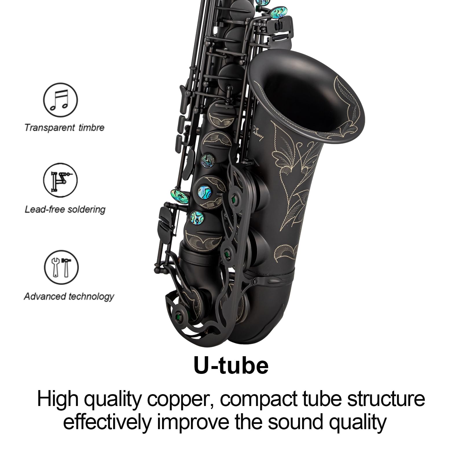 Alto Saxophone Eb beginner Saxophone includes brush canvas suitcase glove whistle piece cork plaster wipe cloth neck strap and other accessories (Gold)