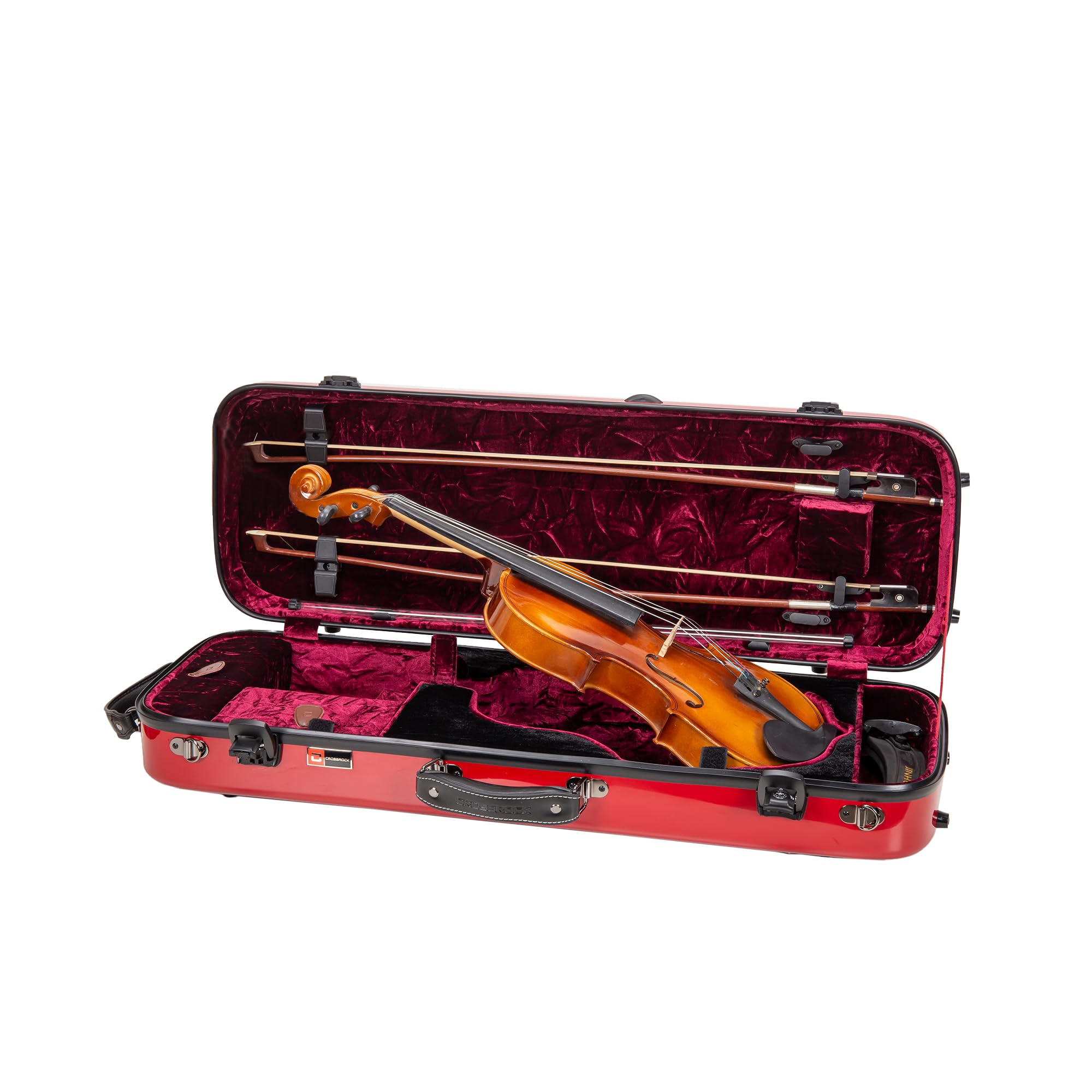 Crossrock Fiberglass Double Violin Case fits Two 4/4 Full-Size Violins- Includes TSA lock, Protective Blanket, Hygrometer, Removable Shoulder Straps- Milky White (CRF2020DVMW)