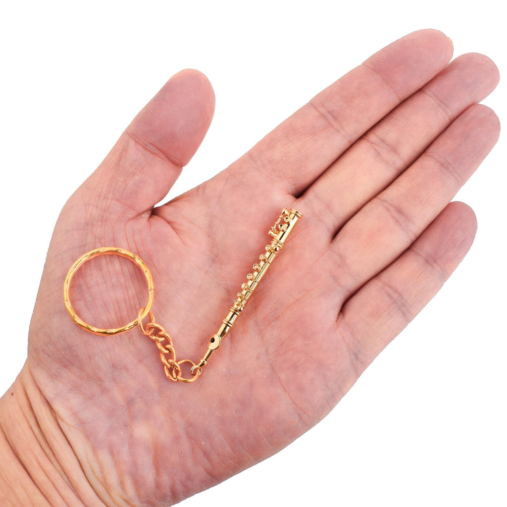 Miniature Musical Instrument Keychain with Case Brass Mini Collectible Figurines Replica Key Ring Birthday Gifts