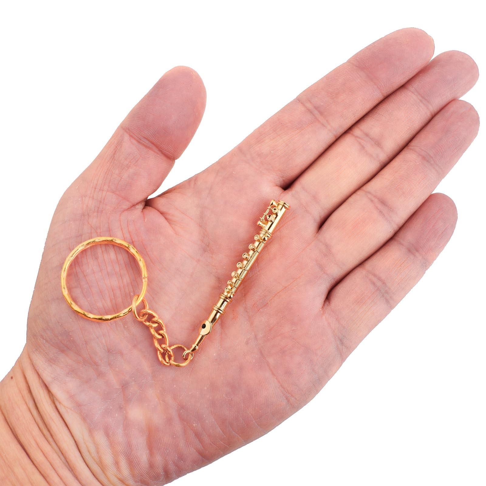Miniature Musical Instrument Keychain with Case Brass Mini Collectible Figurines Replica Key Ring Birthday Gifts