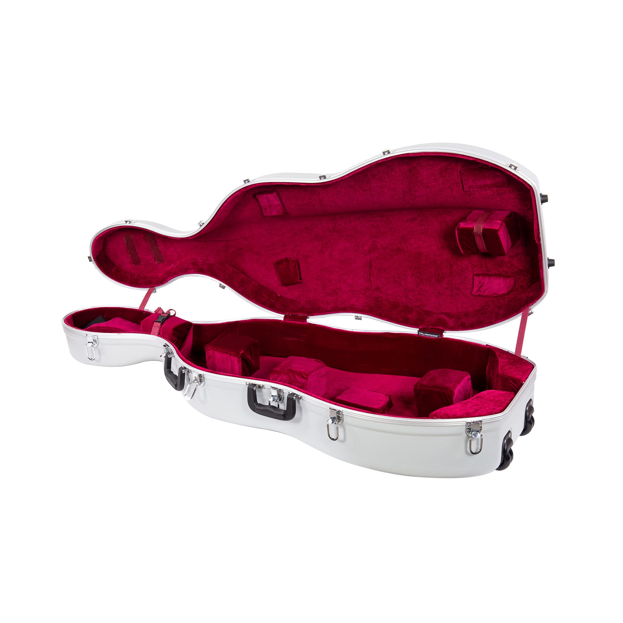 Crossrock ABS Cello Case for 4/4 & 3/4 Size | Wine Red Velvet Interior, Molded Hardshell with Wheels, Lock, Dual Bow Holders & Backpack Straps-Dark Red (CRA862CEFDR)