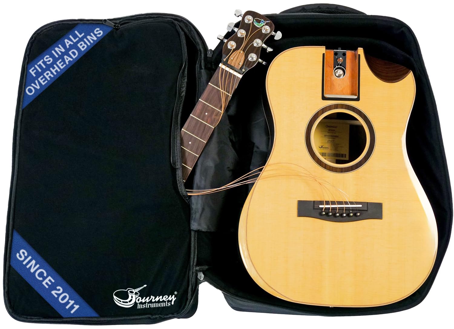 Journey Instruments Solid Sitka Acoustic Collapsible Travel Guitar PJ410N | Traveling Acoustic Guitar with Collapsible Patented System, Portable Backpack Case (African Mahogany)
