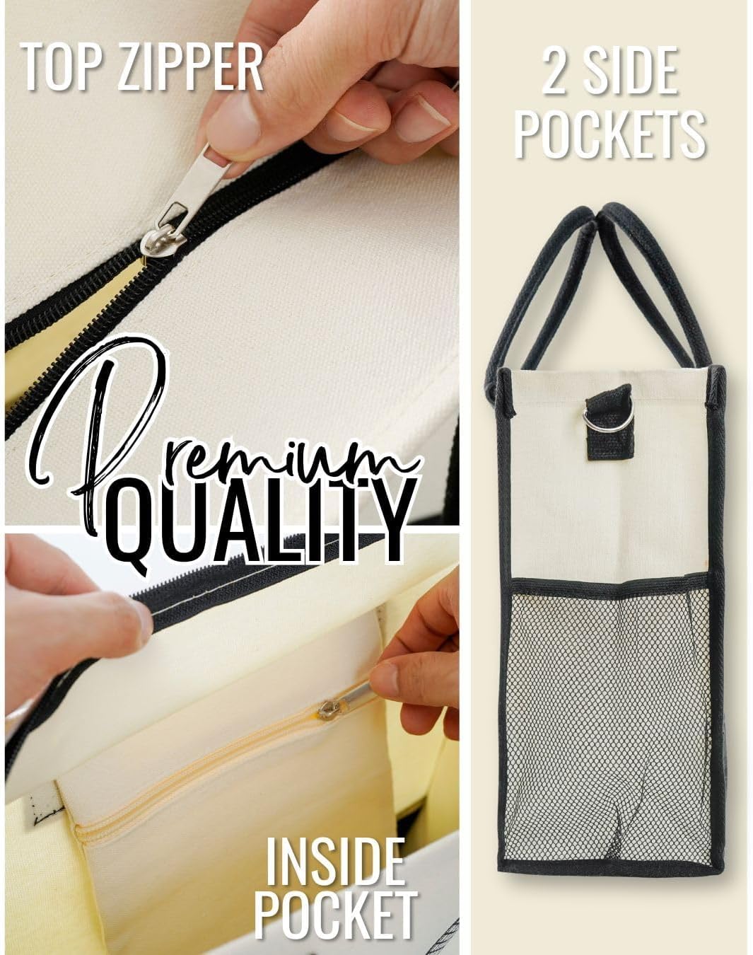 InnoBeta Cello Gifts for Women, Gifts for Cello Players, Cellist Canvas Tote Bag for Girls Mom, Grandma, Bag with Top Zipper Closure and Shoulder Strap for Birthday,Christmas