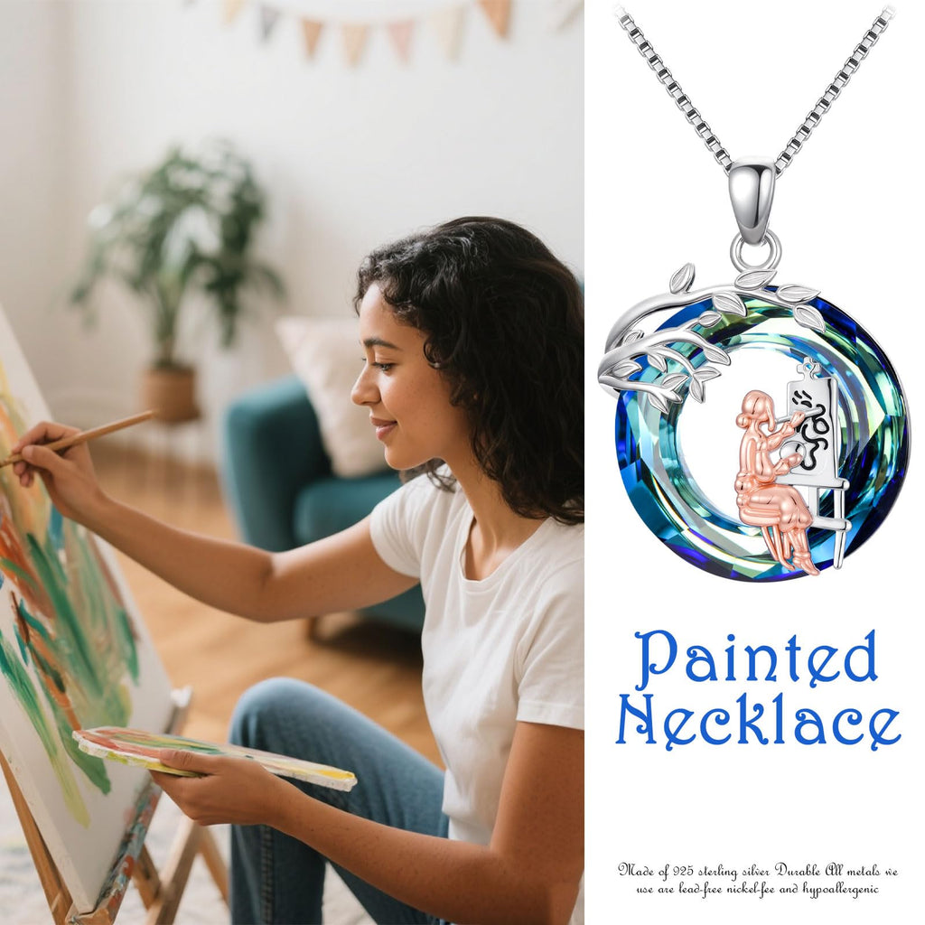 Sport/Music Necklace for Women 925 Sterling Silver Crystal Pendant Tree of Life Jewelry Gifts for Sport Players