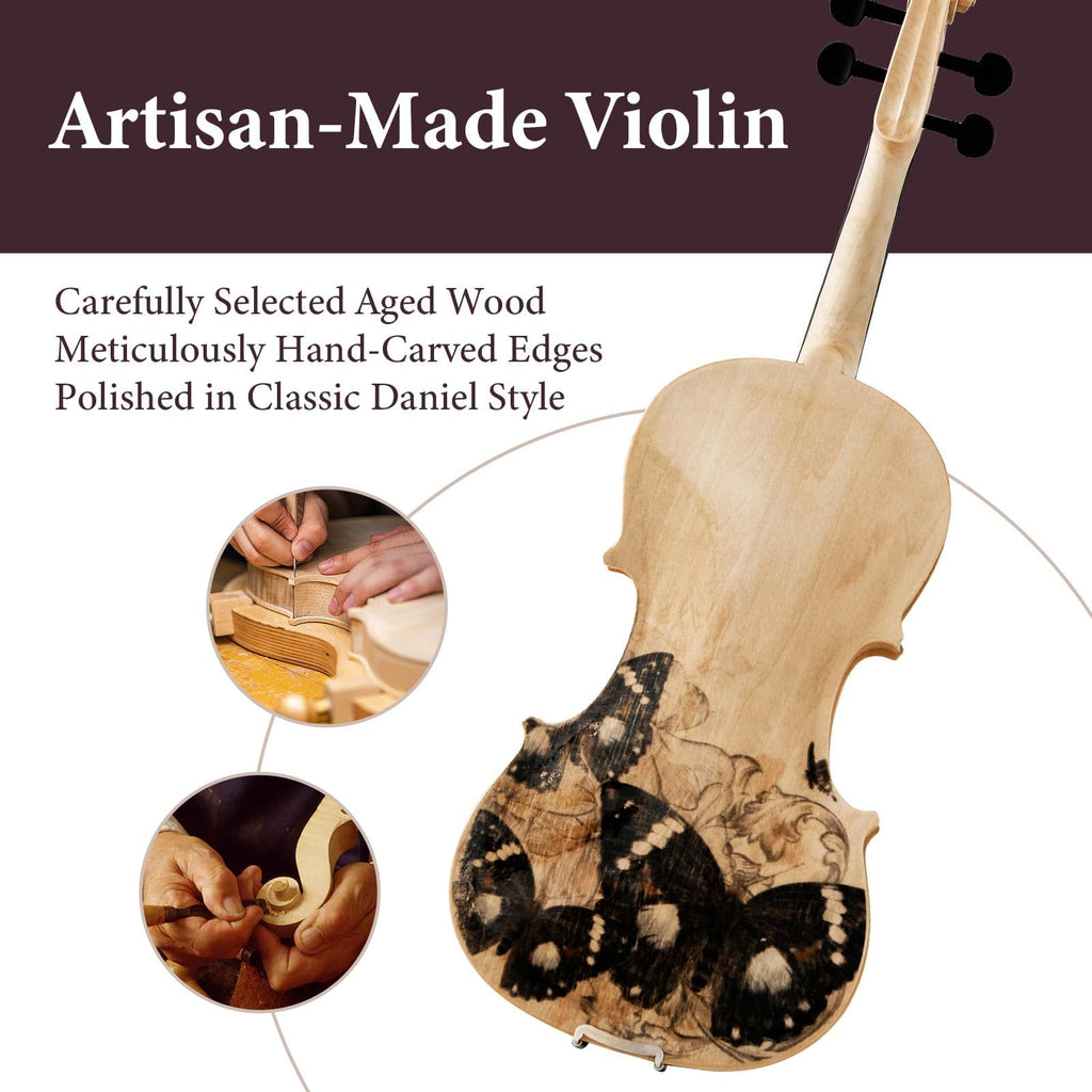 Beginner Violin 4/4, Full Size Violin for Adults, Teens, Student, Acoustic Fiddle Kit with Hard Case,Tuner,Mute,Shoulder Rest,Extra Strings,Cleaning Cloth,Learners Age 12+ (Reddish Brown)