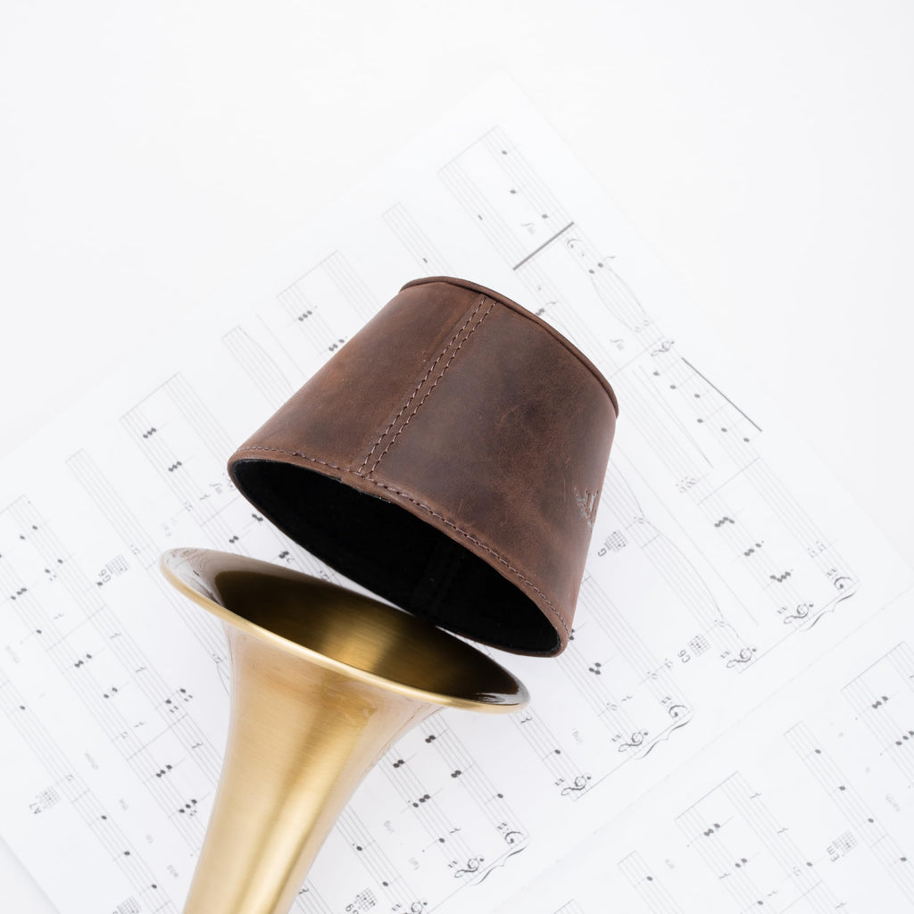 Trombone magnetic mute, lightweight leather mute for jazz and classical trombone players by MG Leather Work (Black)