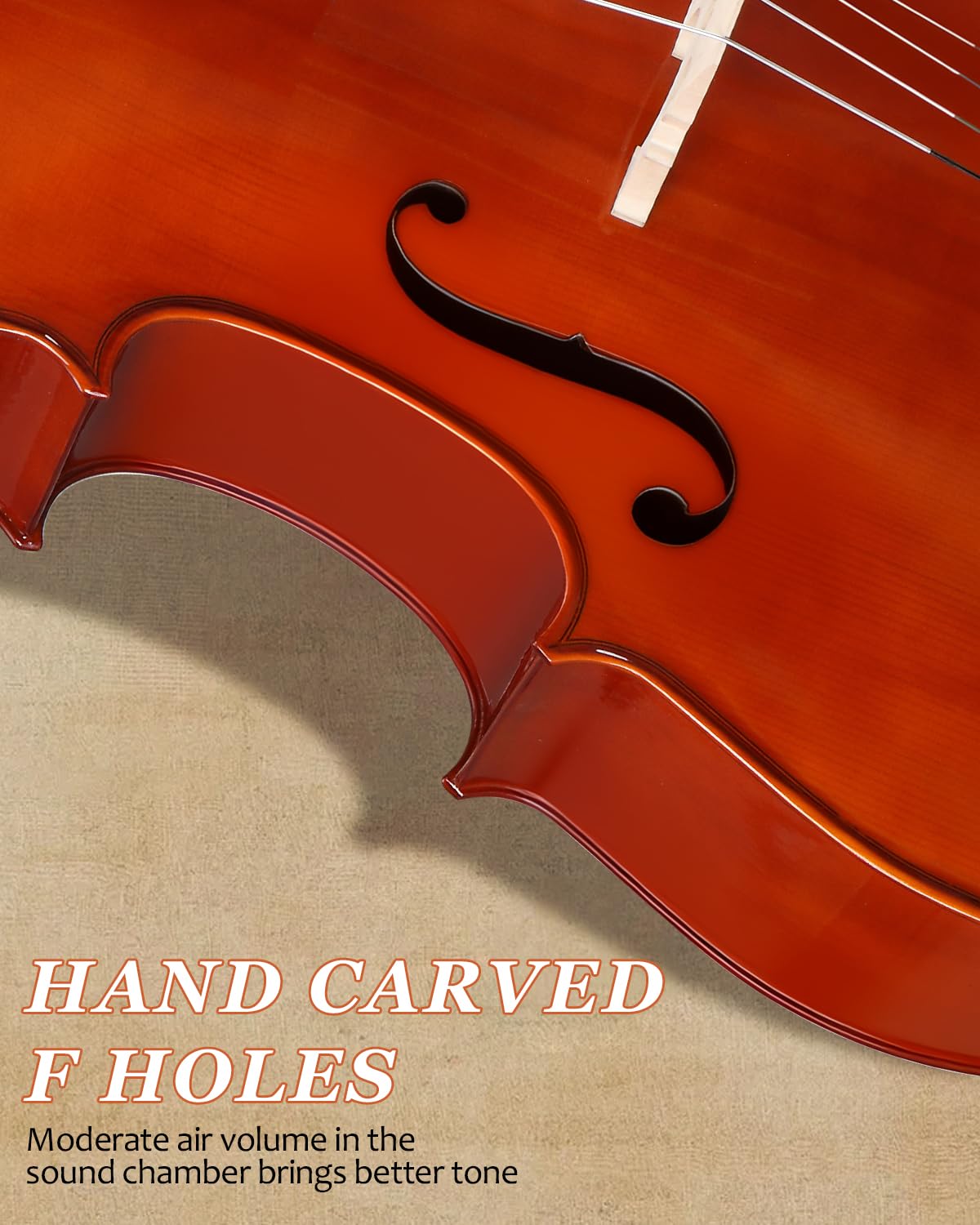 Ktaxon Full Size Cello, 4/4 Solid Wood Acoustic Cello with Sturdy Stand, Portable Bag, Premium Rosin and Extra String, Full Equipment for Intermediate Players (Varnish)