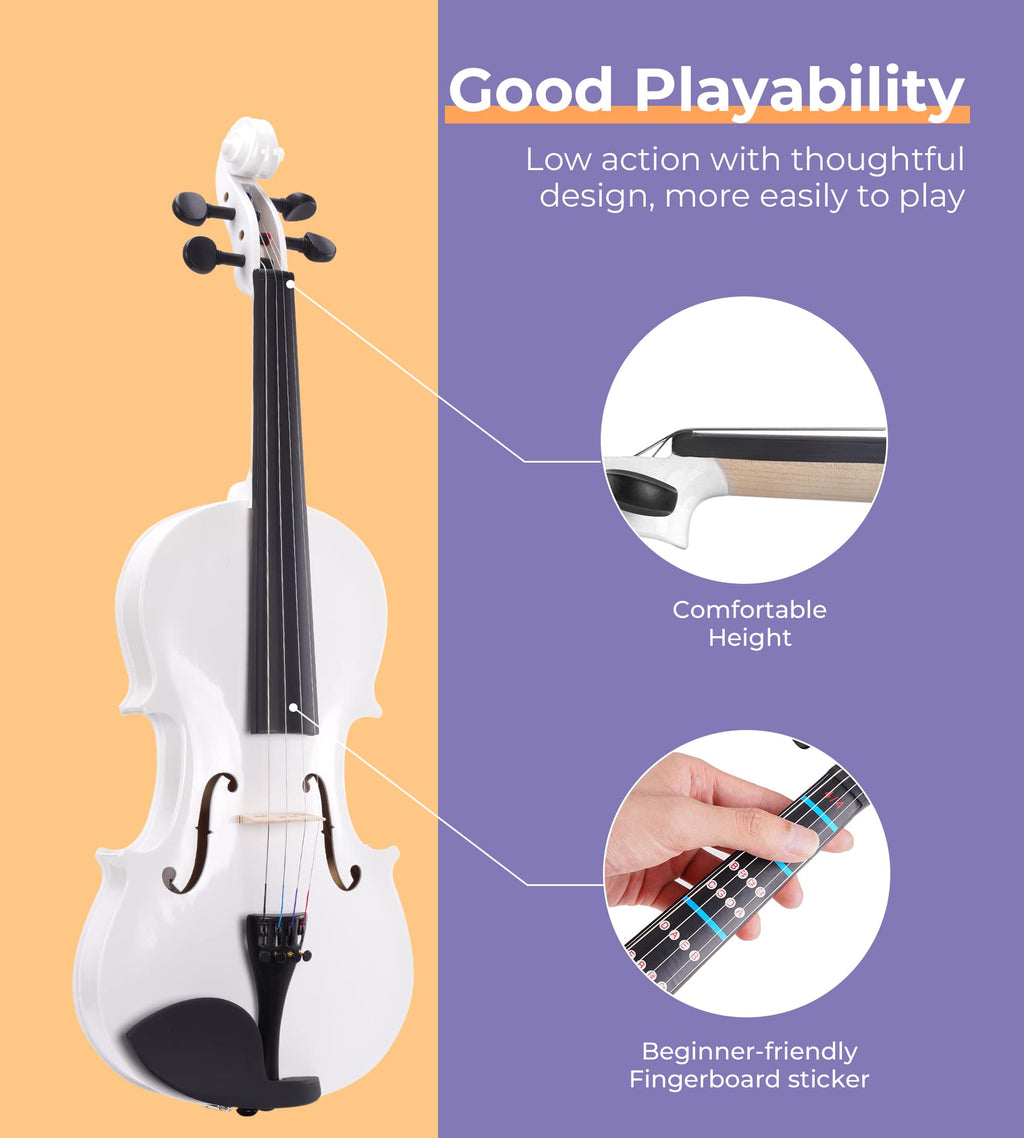 Vangoa 4/4 Full Size Beginner Violin Set, Acoustic Violin for Adults, Teens and Children over 11, Violin Beginner Set (with Hard Case, Rosin, Shoulder Rest, Bow, Spare Strings, Mutes and Black Set)