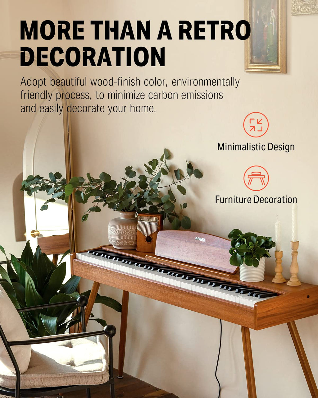 Donner DDP-80 PLUS Digital Piano 88 Key Weighted Keyboard, Home Electric Piano, Supports USB-MIDI & Headphones Connection, Semi-open Cover Designed, with Metal Three Pedal, Power Adapter