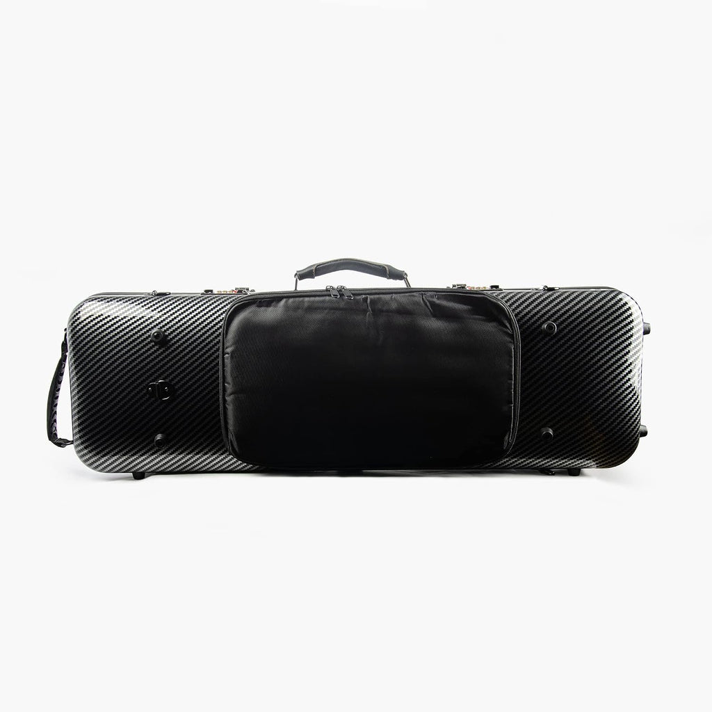 4/4 Full Size Violin case High-Strength Carbon Fiber Rectangular Violin Music Bag With Combination Lock and Extra Bag Black Violin Hard Case (VB-Square-Black Stripe spot)