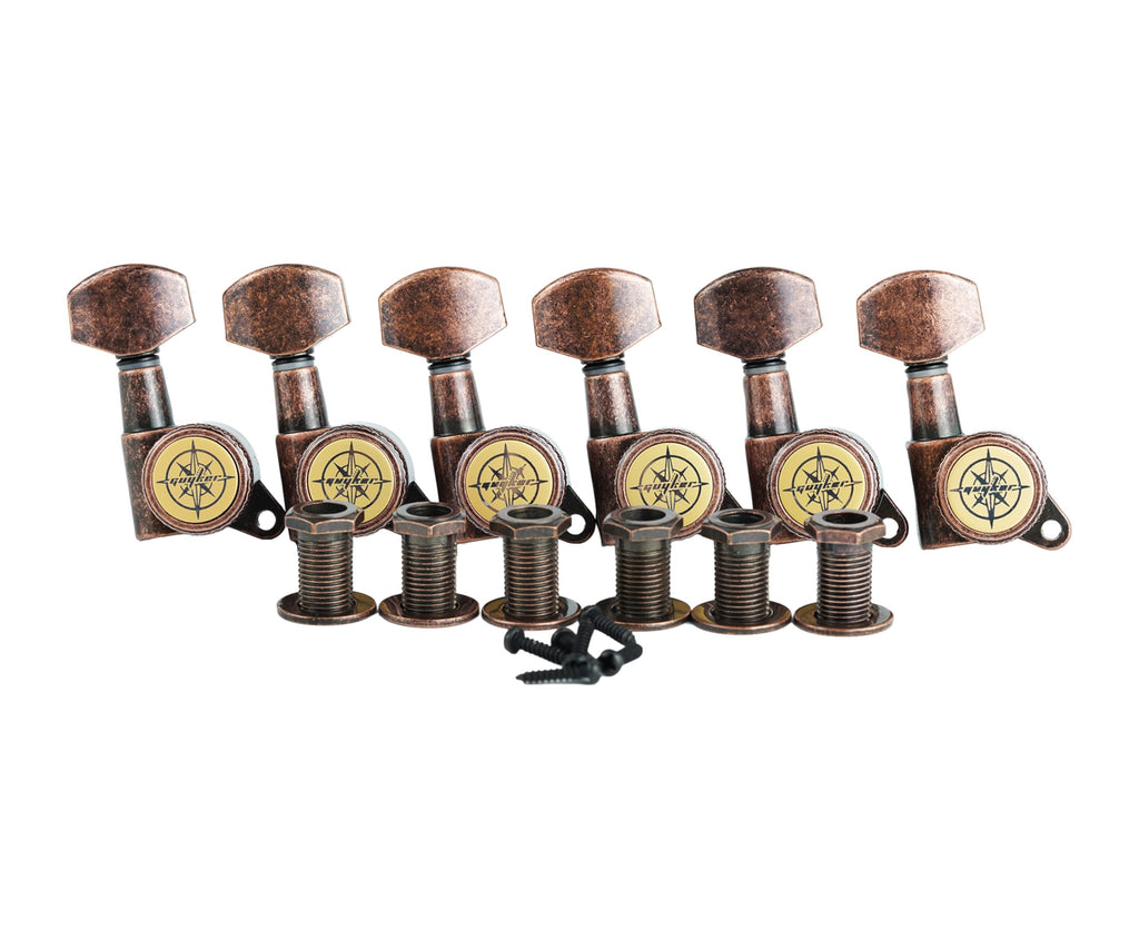 Guyker Guitar Locking Tuners (6 for Right) - 1:18 Lock String Tuning Key Pegs Machine Head with Hexagonal Handle Replacement for ST TL SG LP Style Electric, Folk or Acoustic Guitars - Chrome