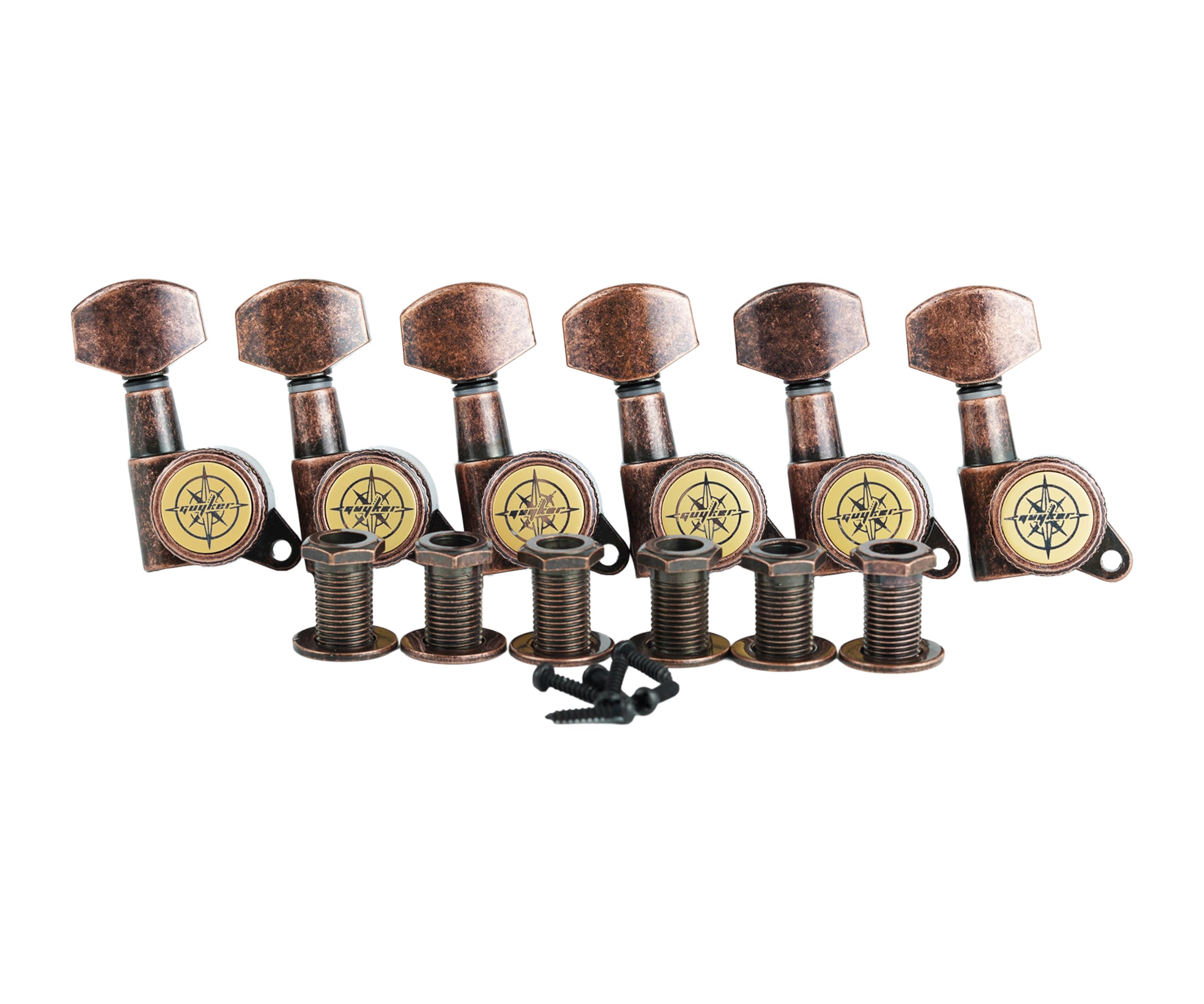 Guyker Guitar Locking Tuners (6 for Right) - 1:18 Lock String Tuning Key Pegs Machine Head with Hexagonal Handle Replacement for ST TL SG LP Style Electric, Folk or Acoustic Guitars - Chrome