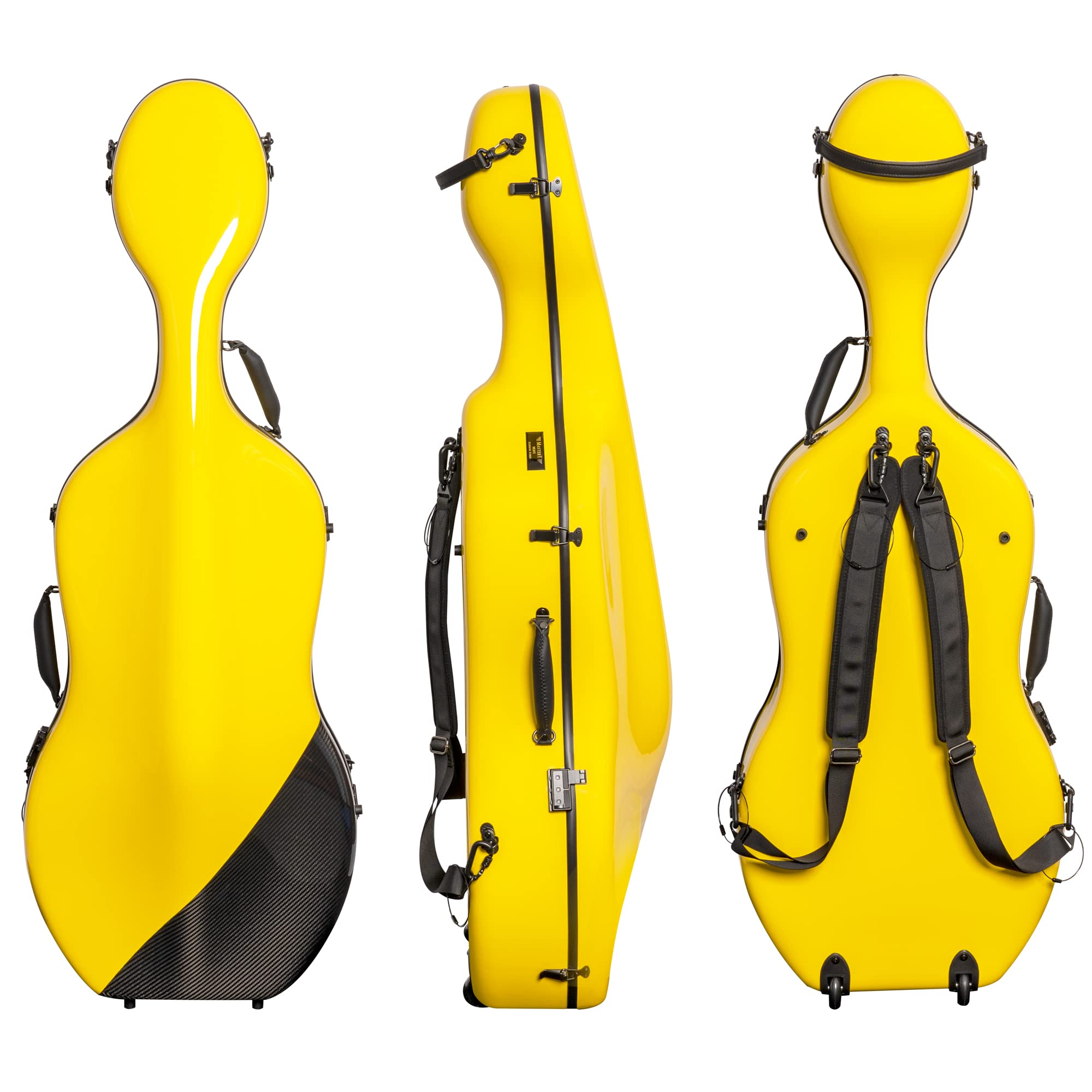MI&VI CC-9001 Pure 100% Carbon Fiber Cello Case (Full Size) 4/4 with Wheels | Carry Straps | 8lb Lightweight | Tough Shell (3K Blue)