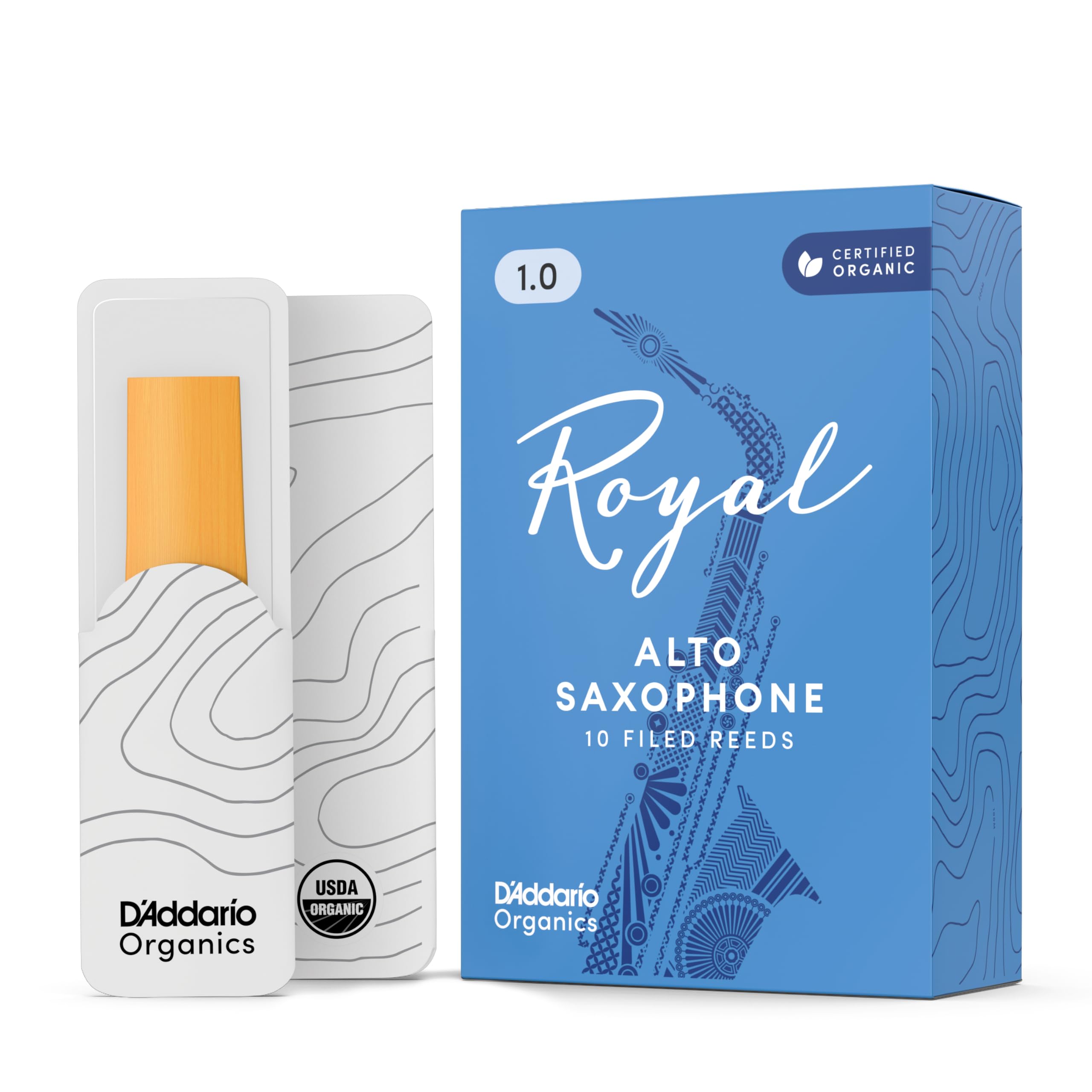 D'Addario Woodwinds Royal Saxophone Reeds - Alto Sax Reeds with Strong Spine - Alto Saxophone Reeds Great for Classical or Jazz - Strength 2.0, 25-pack