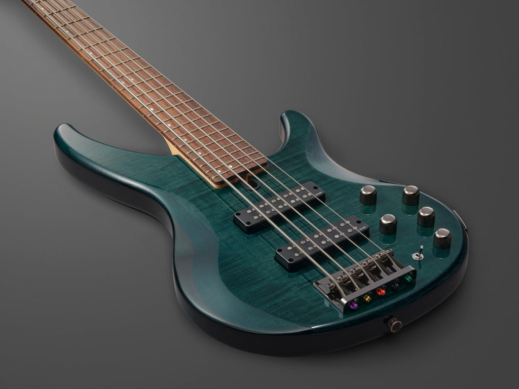 Yamaha TRBX604 4-String Flamed Maple Bass Guitar, Indigo Blue