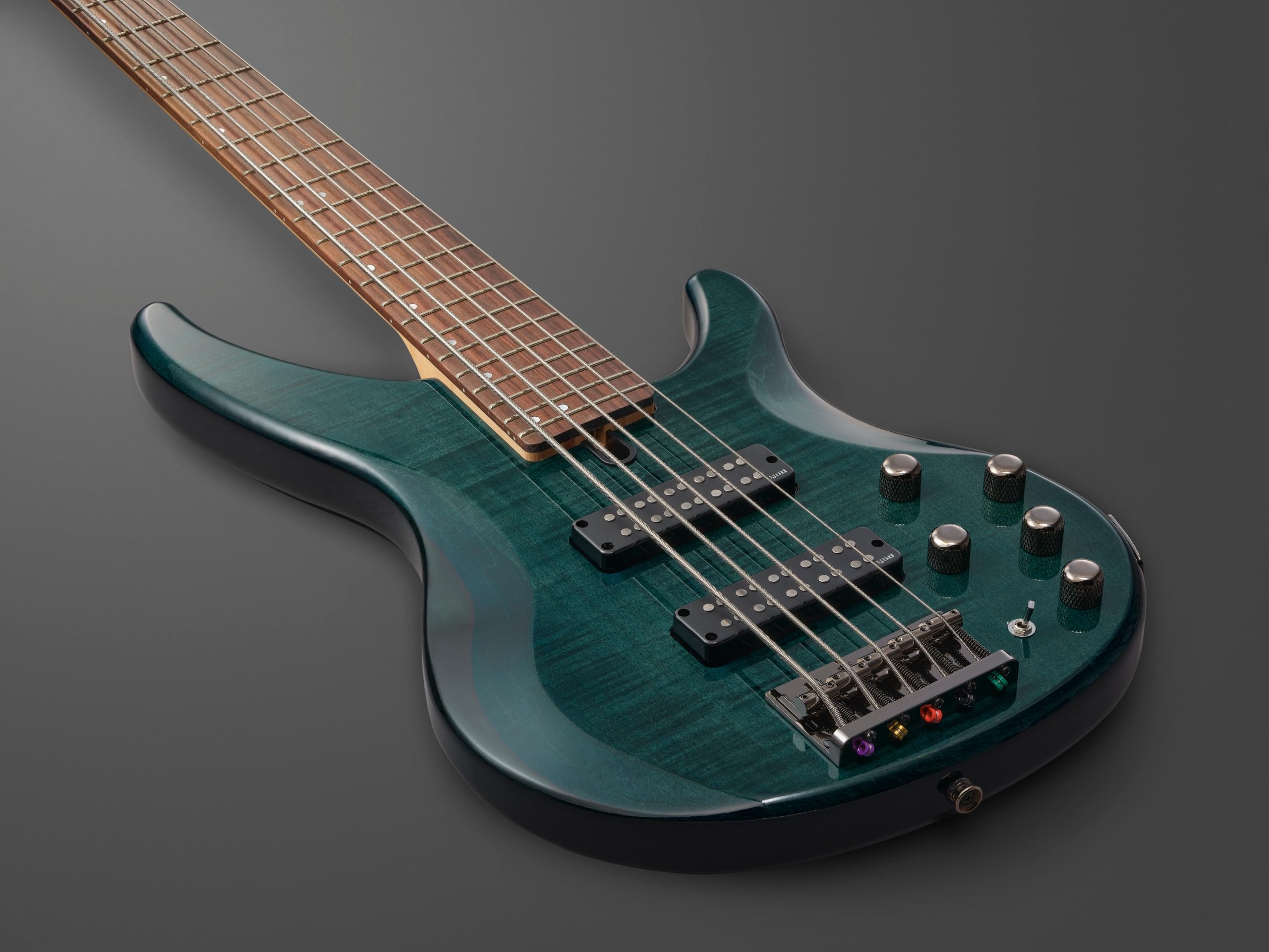 Yamaha TRBX604 4-String Flamed Maple Bass Guitar, Indigo Blue