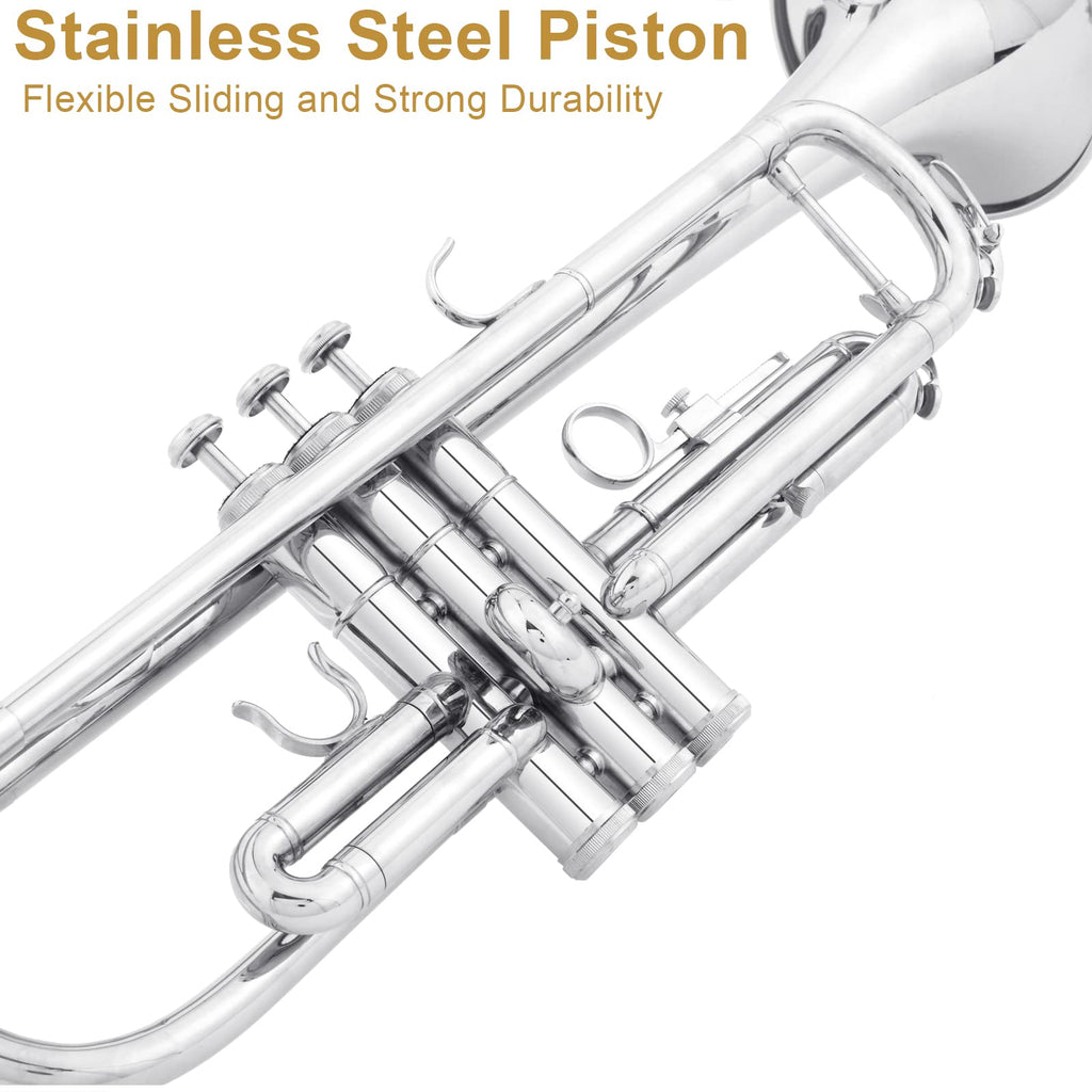 Ktaxon Bb Standard Trumpet for Beginners,Trumpet for Student with Hard Case,7C Mouthpiece,Cleaning Cloth,Gloves,Brass Instruments for Kids and Adults(Gold)