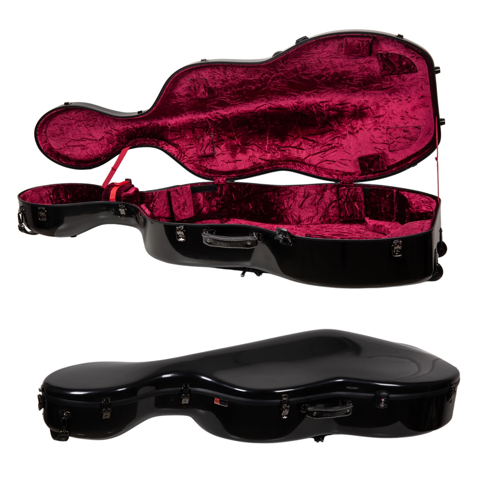 Crossrock Fiberglass 4/4 Cello Case with Wheels — Enlarged Interior Fits More Cellos | TSA Lock, Backpack Straps, Music Pouch & 3 Handles | Waterproof Hardshell — Black (CRF2030CEFBK)