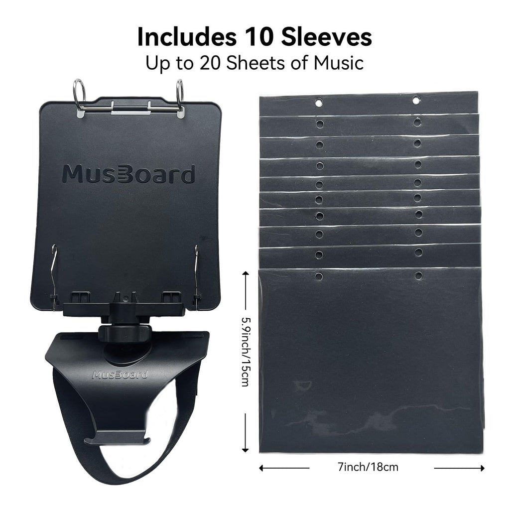 Trumpet Lyre TC10, Adjustable Marching Band Lyre for Trumpet with Flip Folder, Includes 10 Refill Sleeves