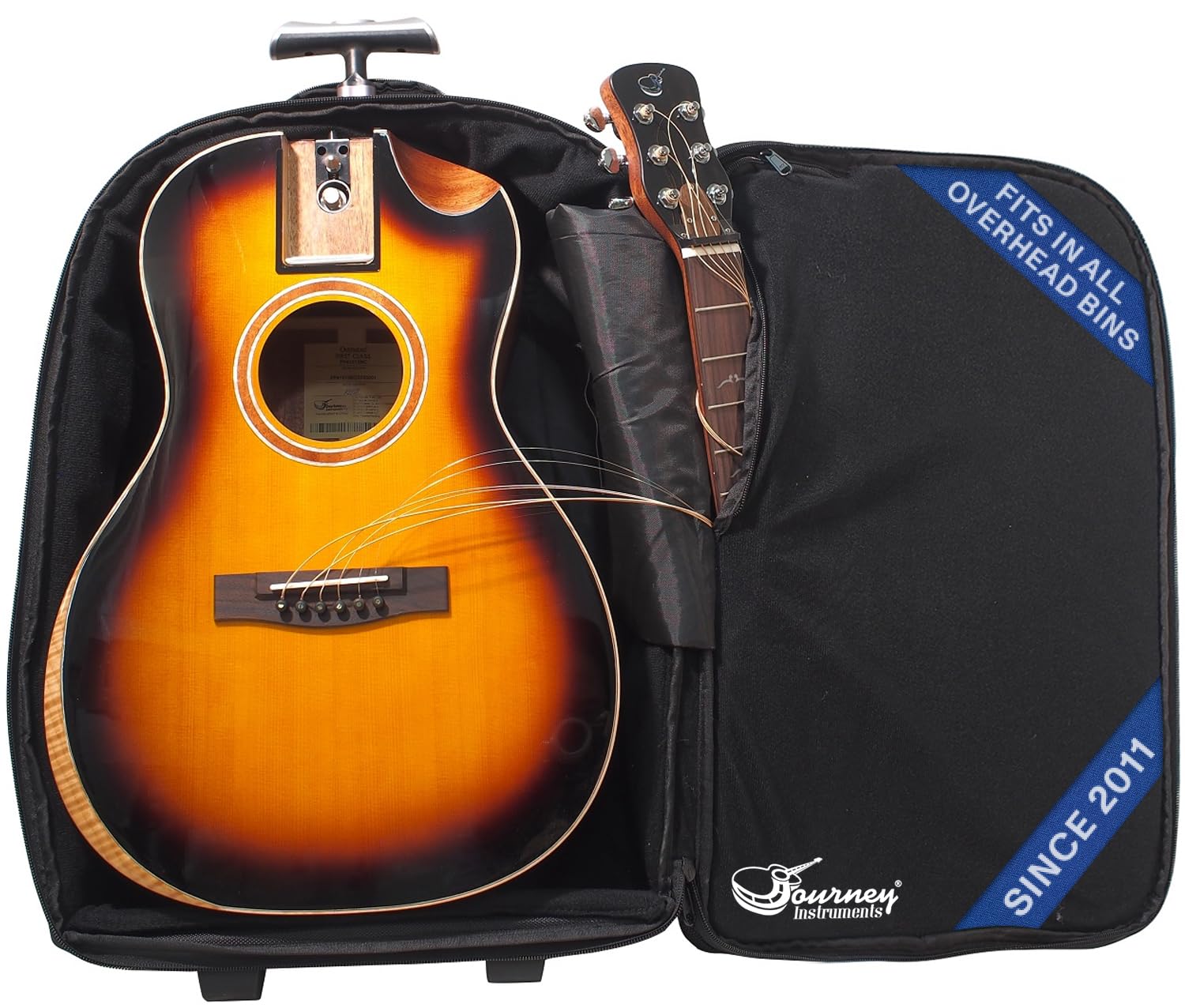 Journey Instruments Solid Sitka Acoustic Collapsible Travel Guitar PJ410N | Traveling Acoustic Guitar with Collapsible Patented System, Portable Backpack Case (African Mahogany)