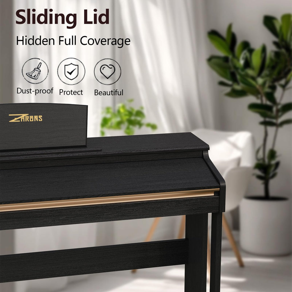 88 Key Digital Piano for Home Studio, with Weighted Hammer Action Keys, Professional Triple Pedal, USB-MIDI Connectivity, Includes Power Adapter, Stand & Headphone Jack, Black