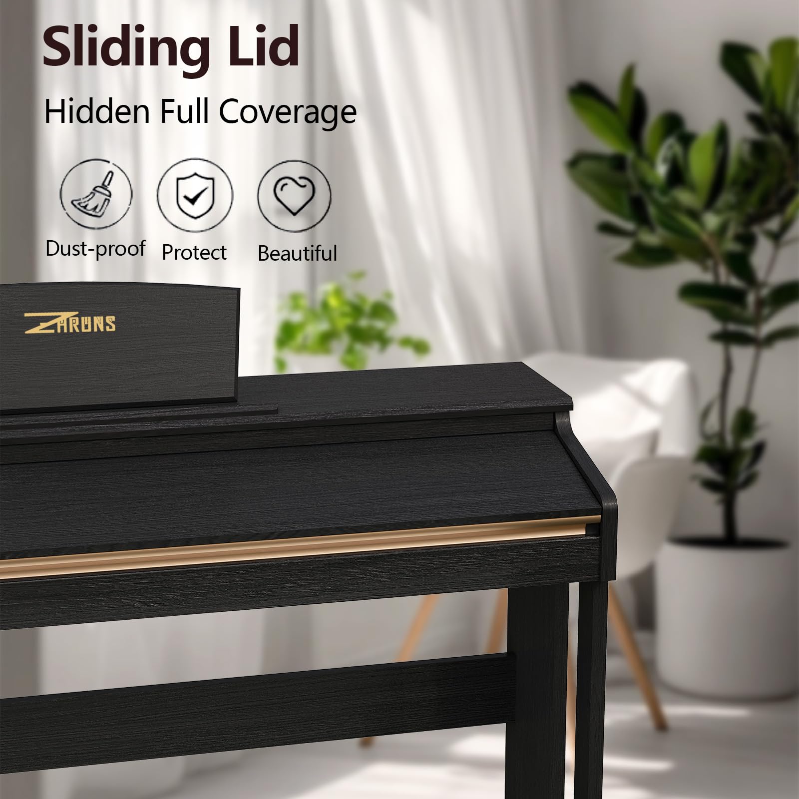 88 Key Digital Piano for Home Studio, with Weighted Hammer Action Keys, Professional Triple Pedal, USB-MIDI Connectivity, Includes Power Adapter, Stand & Headphone Jack, Black