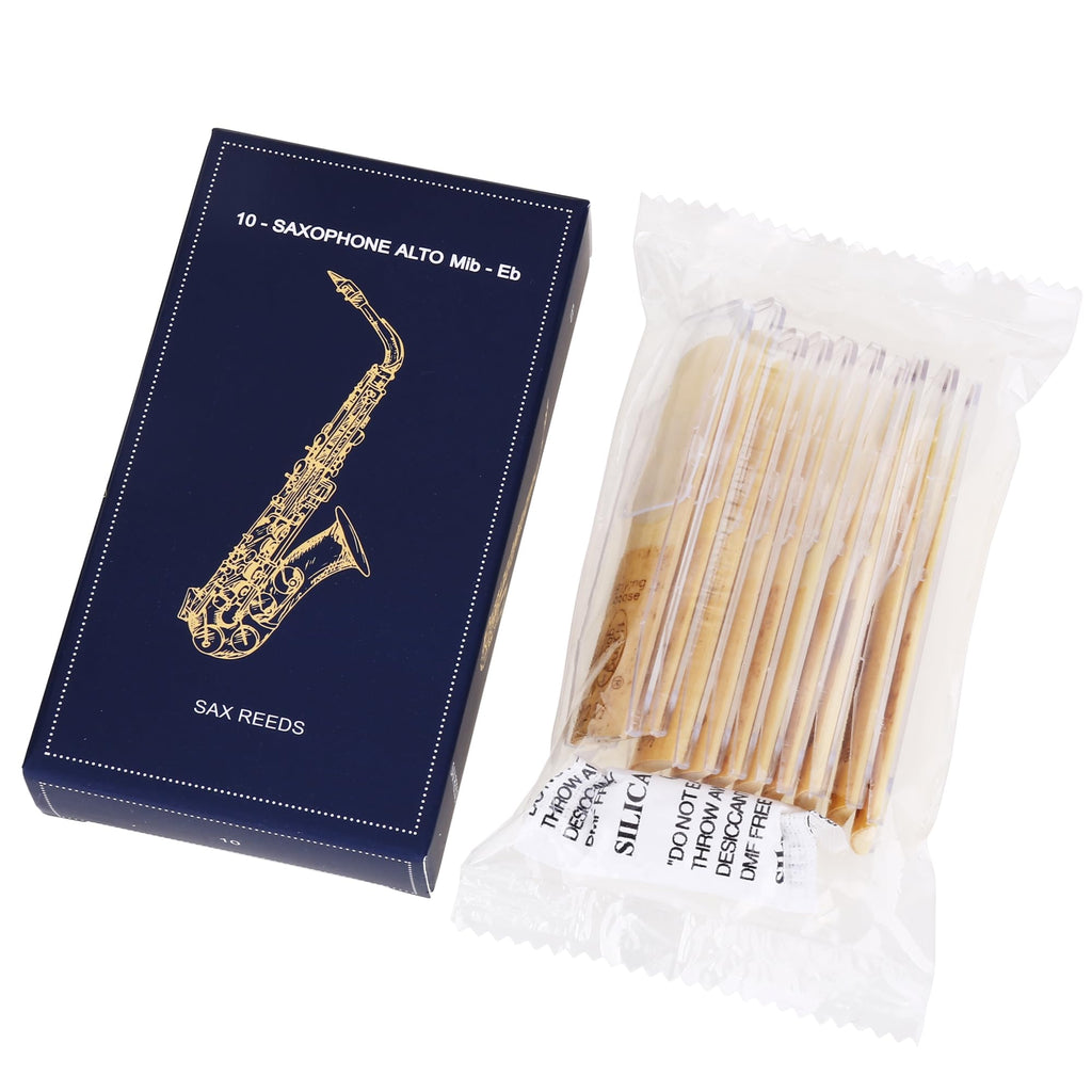 Alto Saxophone Reeds Strength 2.5, 10-Pack - Professional Quality Cane for Students & Beginners, Consistent Sound & Easy to Play, Includes Individual Case (Compatible with Alto Sax)
