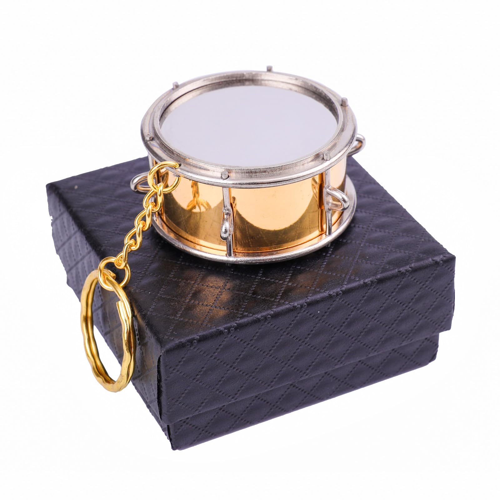 Miniature Musical Instrument Keychain with Case Brass Mini Collectible Figurines Replica Key Ring Birthday Gifts