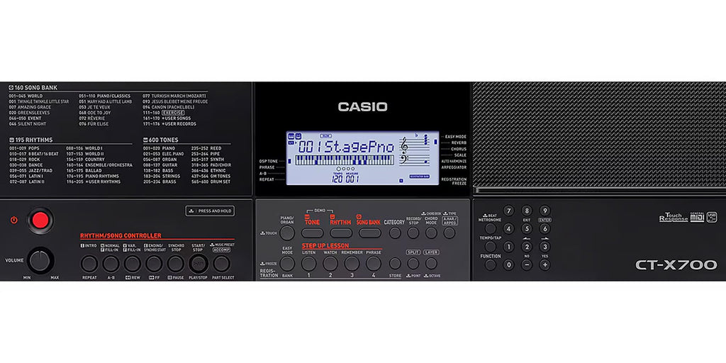 Casio CT-X700 Portable Keyboard Bundle with Adjustable Stand, Bench, Headphones, Sustain Pedal, Power Supply, Instructional DVD, and Austin Bazaar Polishing Cloth