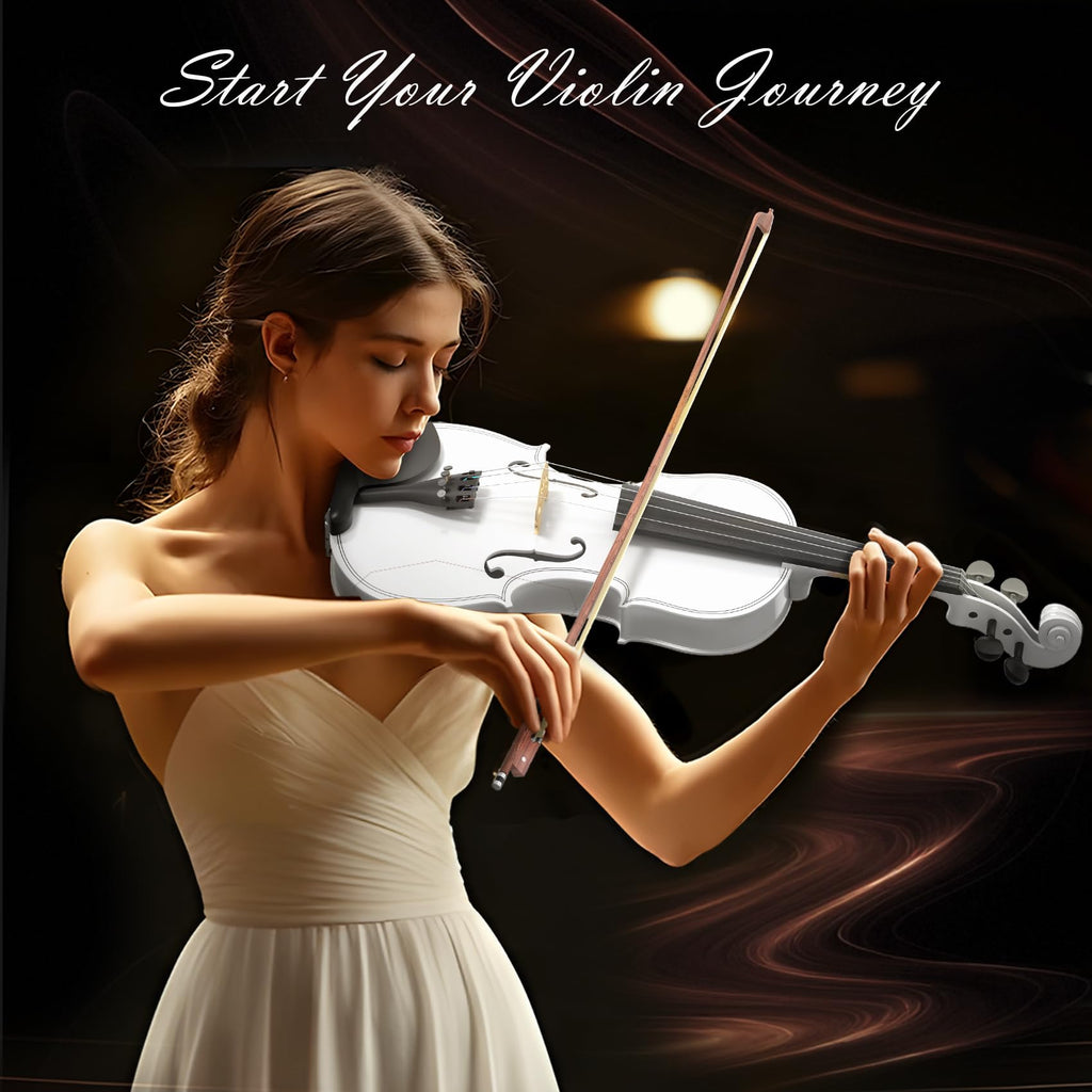 4/4 Full Size Beginner Violin, Acoustic Fiddle Set for Adults, Teens, and Students (Age 12+), with Case, Bow, Bridge, and Rosin (Pink)