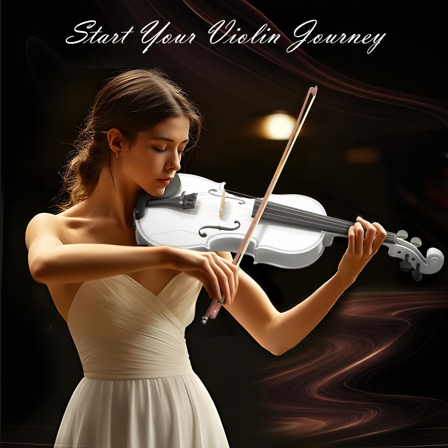 4/4 Full Size Beginner Violin, Acoustic Fiddle Set for Adults, Teens, and Students (Age 12+), with Case, Bow, Bridge, and Rosin (Pink)