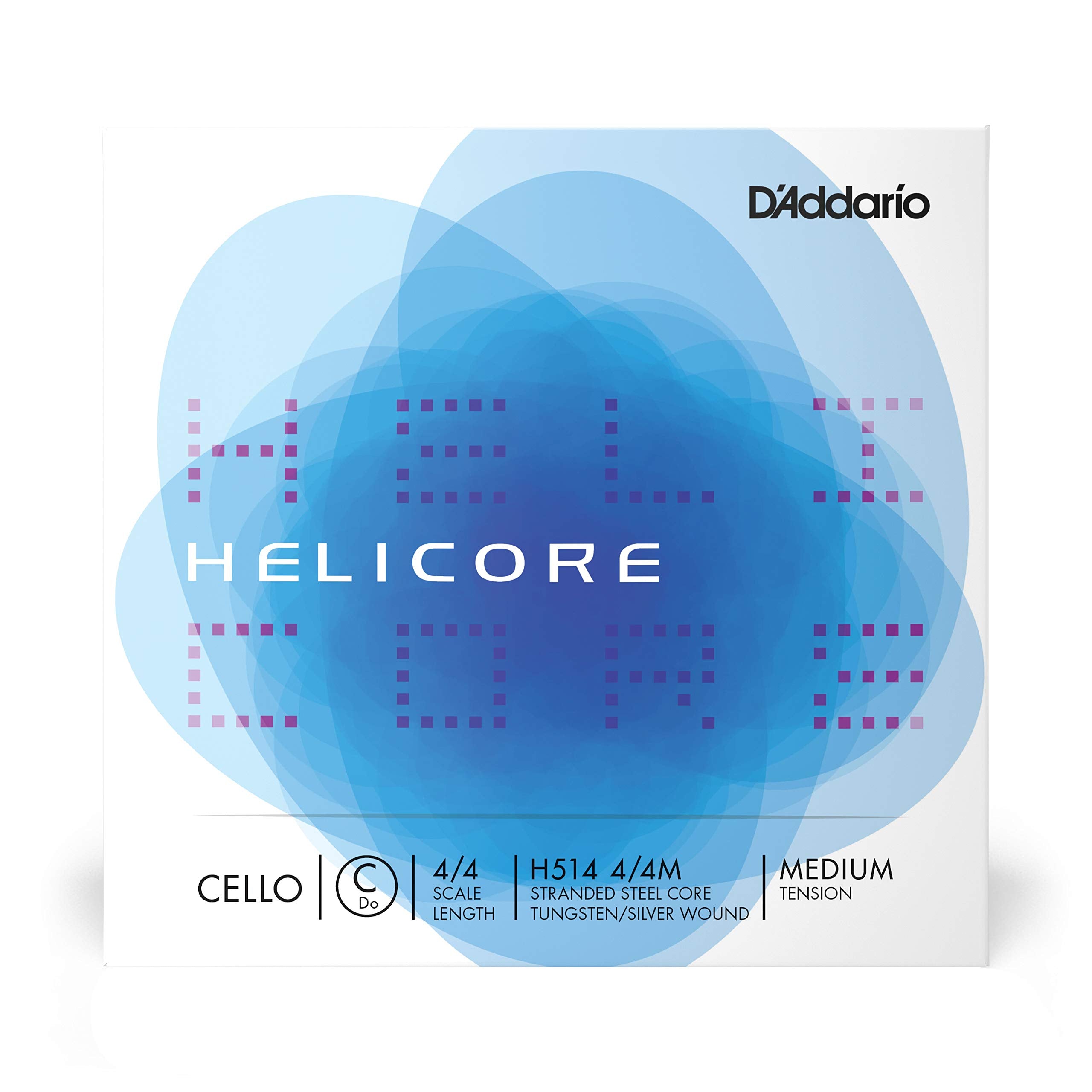 D’Addario H510 Helicore Cello String Set, 4/4 Scale Medium Tension (1 Set)– Stranded Steel Core for Optimum Playability and Clear, Warm Tone – Versatile and Durable – Sealed Pouch Prevents Corrosion