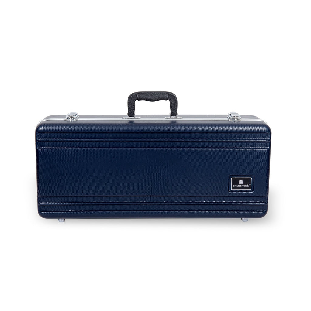 Crossrock ABS Trumpet Case for Bb Horn | Textured Blue Finish with Velvet Interior, Security Lock, Metal Feet & Detachable Strap (CRA862TRBL)