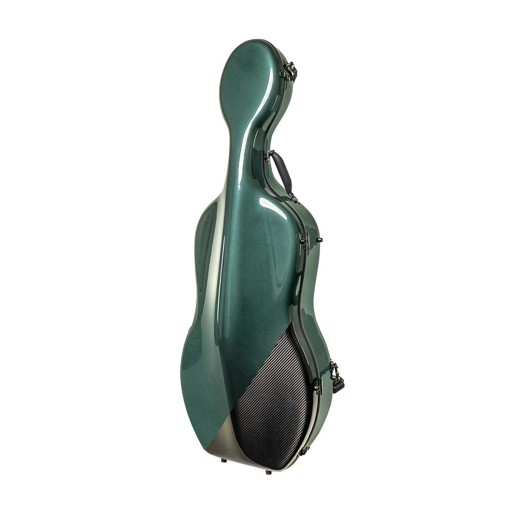MI&VI CC-9001 Pure 100% Carbon Fiber Cello Case (Full Size) 4/4 with Wheels | Carry Straps | 8lb Lightweight | Tough Shell (3K Blue)