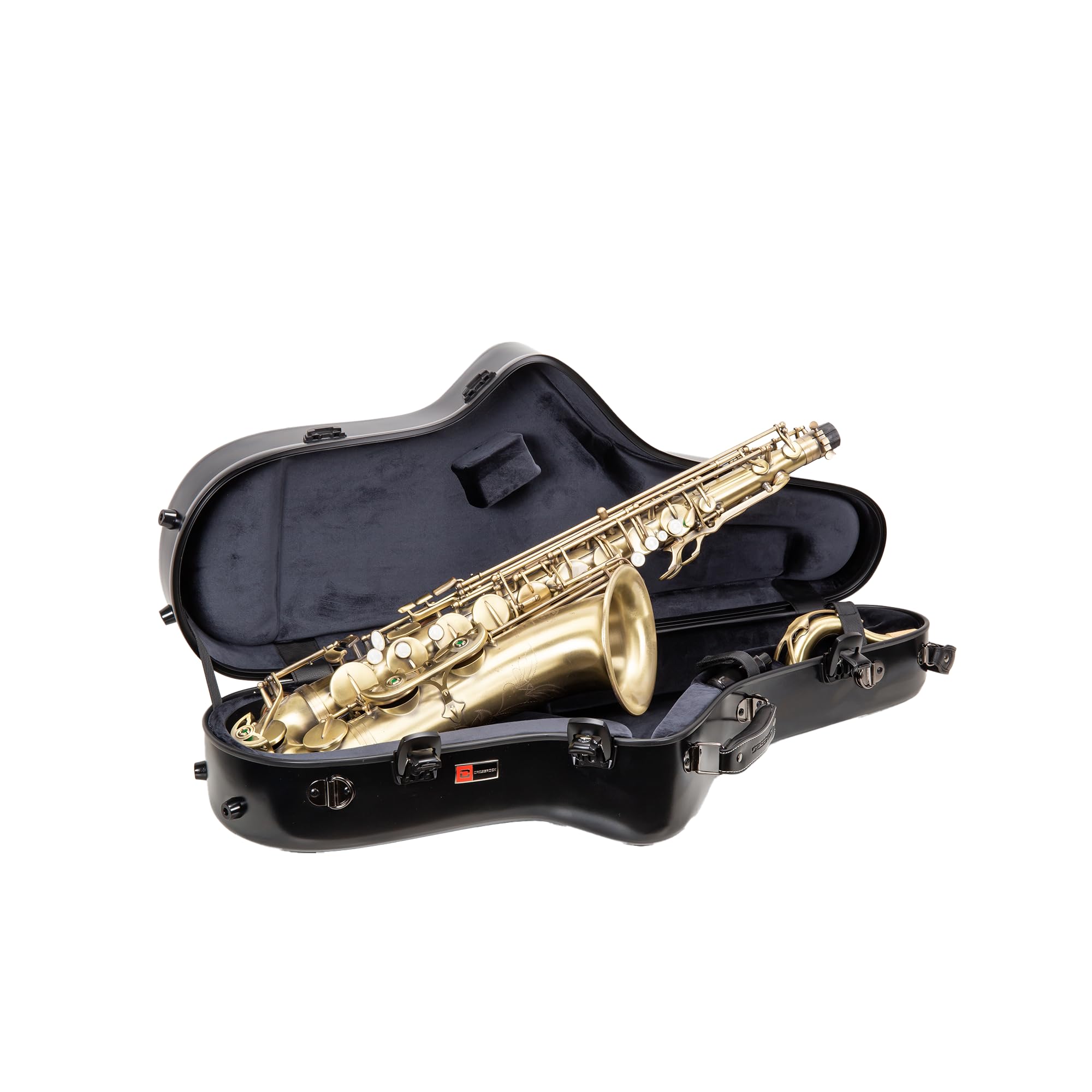Crossrock Low A Baritone Saxophone Case with Wheels | Polycarbonate Hard Shell, TSA Lock, Anti-Scratch Finish, Neck & Mouthpiece Storage–Black (CRF4050BSBK)
