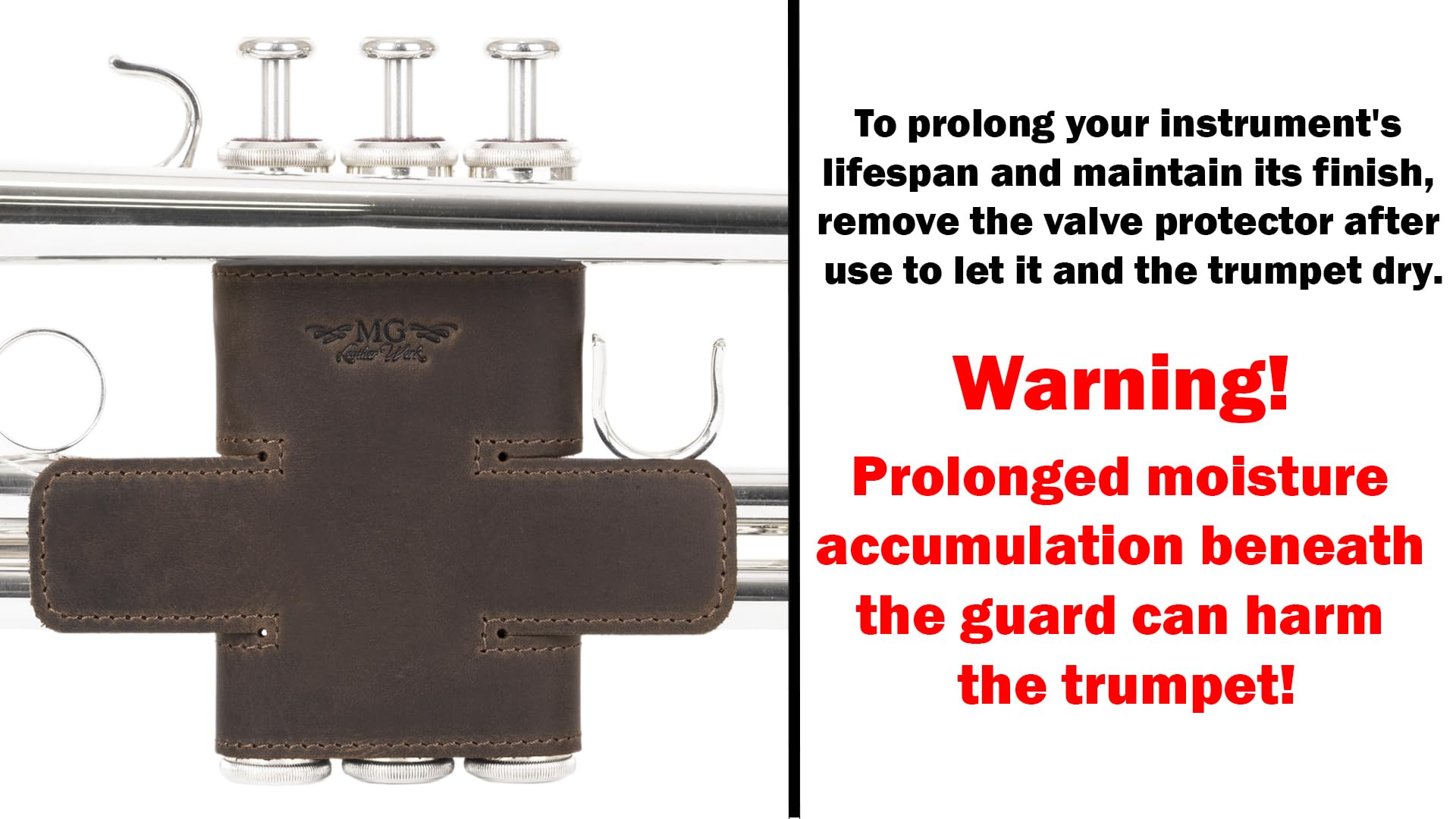 Trumpet Valve Guard XL Genuine Leather Protection Trumpet Valve Cover Valve Wrap (Green)