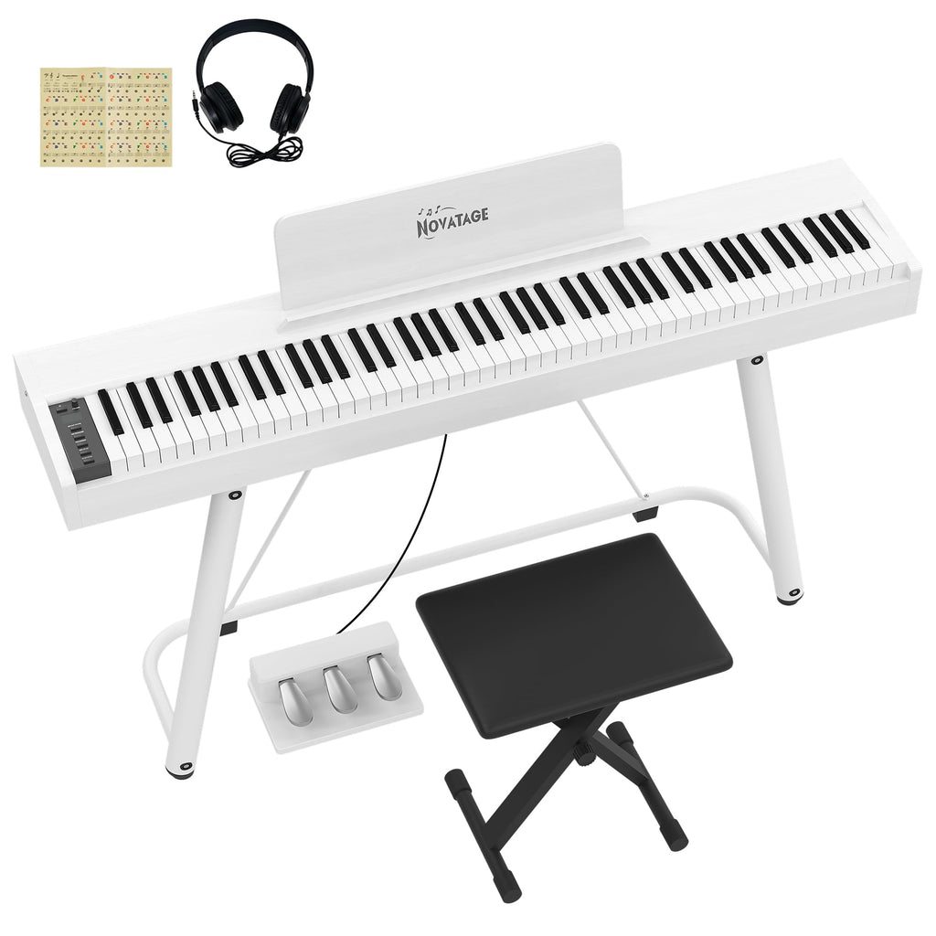 88 Key Full-Weighted Digital Piano, Full Size Electric Piano for Beginners, with U-Stand, 3 Pedal Unit, Adjustable Stool, Headphone, MIDI Functionality (Black)