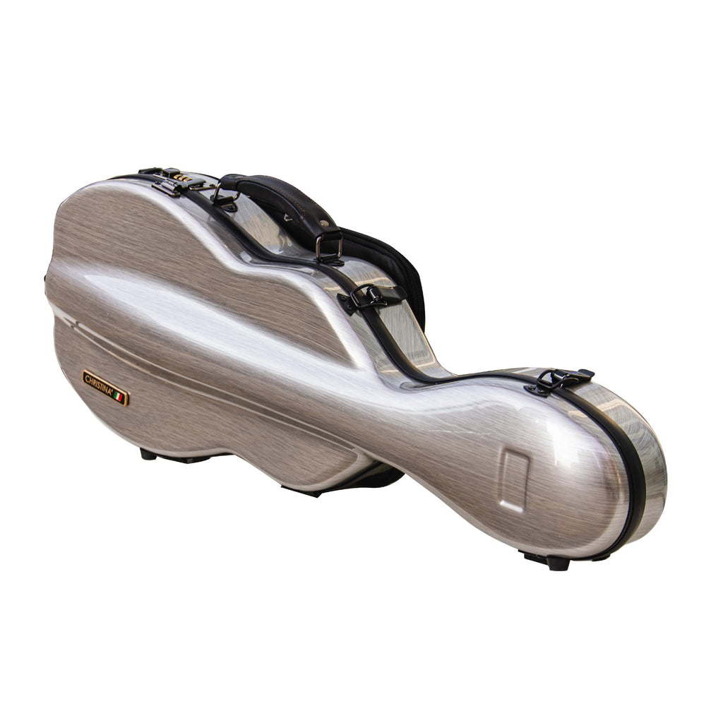 Christina violin case 4/4 Full Size Violin case High-Strength Carbon Fiber Pear-Shaped Violin Music Bag With Combination Lock and Extra Bag Gray Violin Hard Case (VB-Random type-SilveryGray spot)