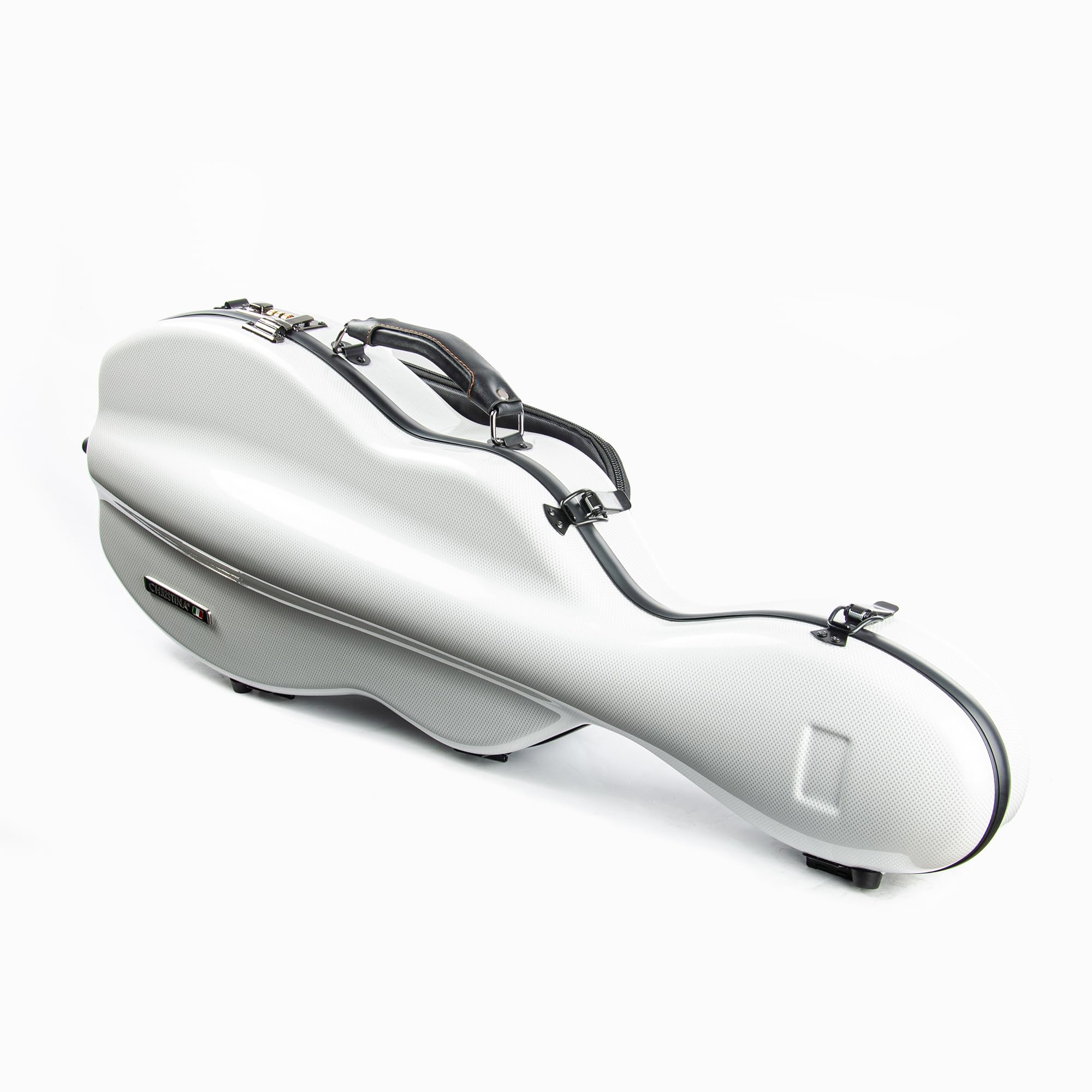 Christina violin case 4/4 Full Size Violin case High-Strength Carbon Fiber Pear-Shaped Violin Music Bag With Combination Lock and Extra Bag Gray Violin Hard Case (VB-Random type-SilveryGray spot)