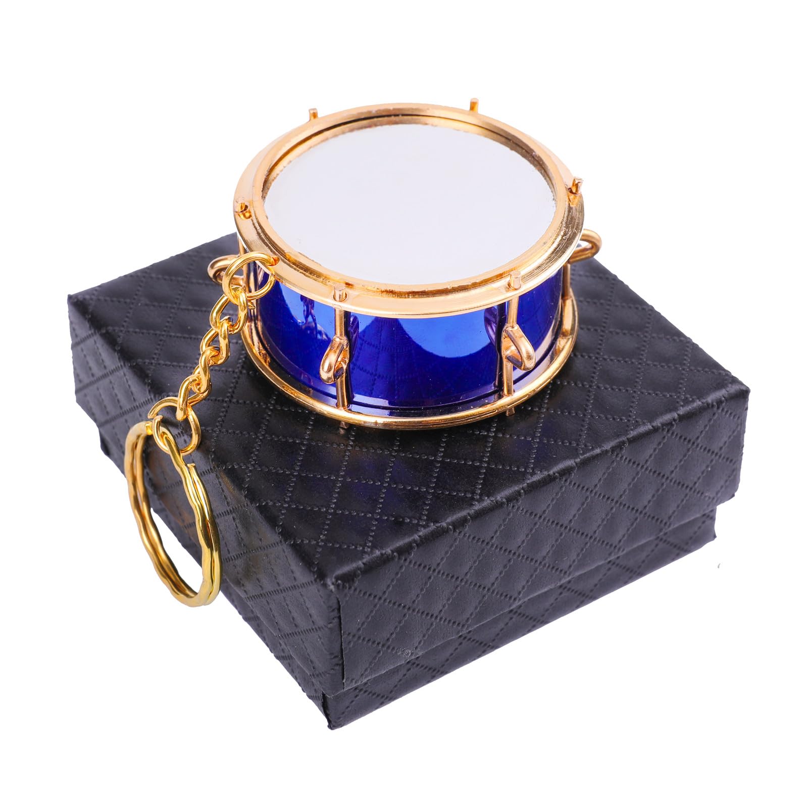 Miniature Musical Instrument Keychain with Case Brass Mini Collectible Figurines Replica Key Ring Birthday Gifts