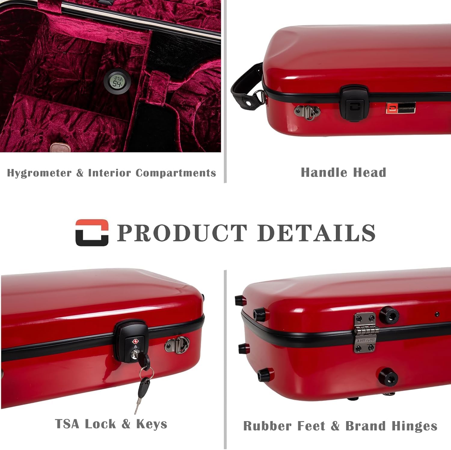 Crossrock Fiberglass Double Violin Case fits Two 4/4 Full-Size Violins- Includes TSA lock, Protective Blanket, Hygrometer, Removable Shoulder Straps- Milky White (CRF2020DVMW)