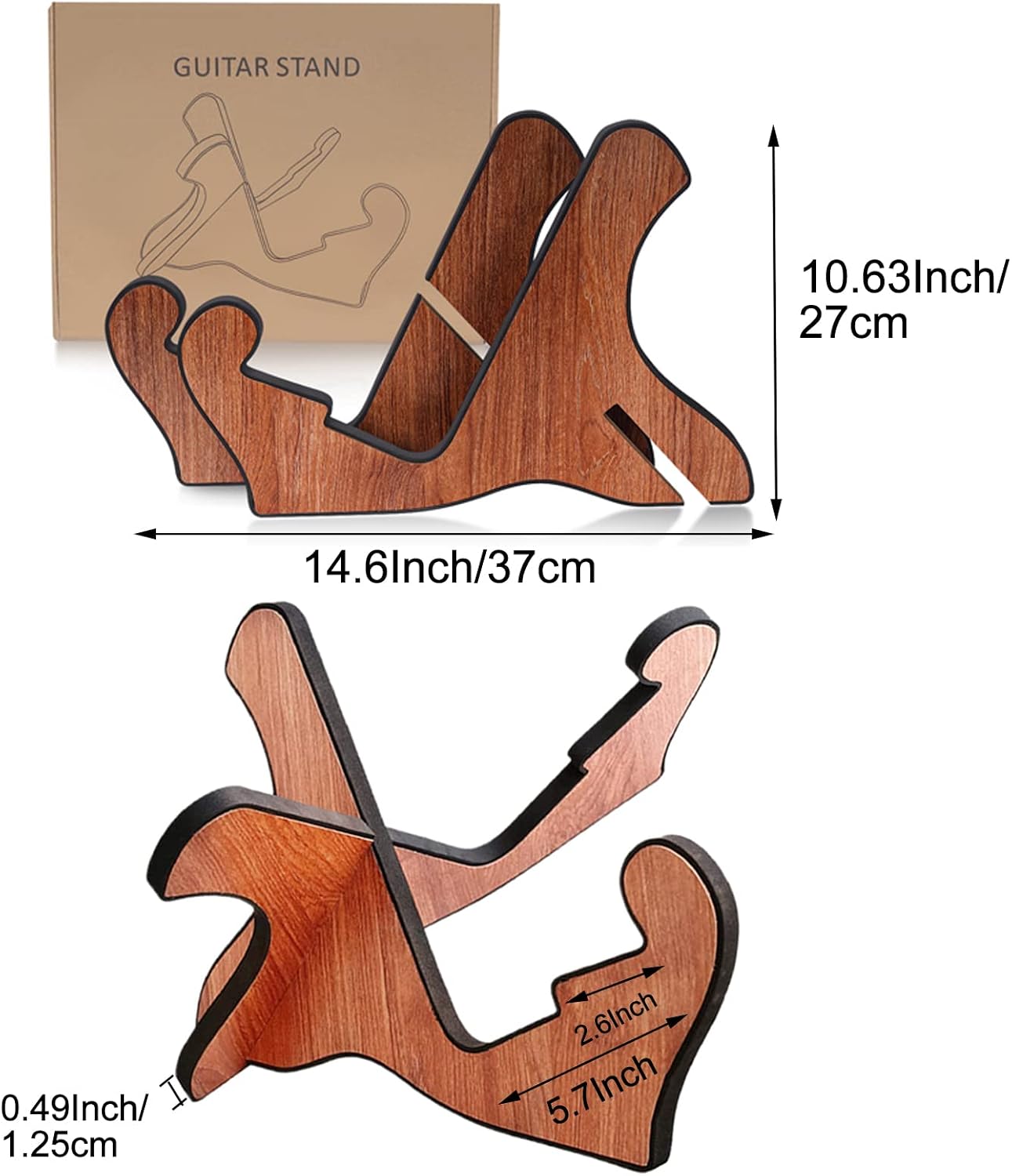 YYJ HOME Electric guitar stand, ukulele stand, acoustic guitar stand, with foam edges premium wooden guitar stand, apply to bass guitar stand for cello/mandolin/banjo/walnut