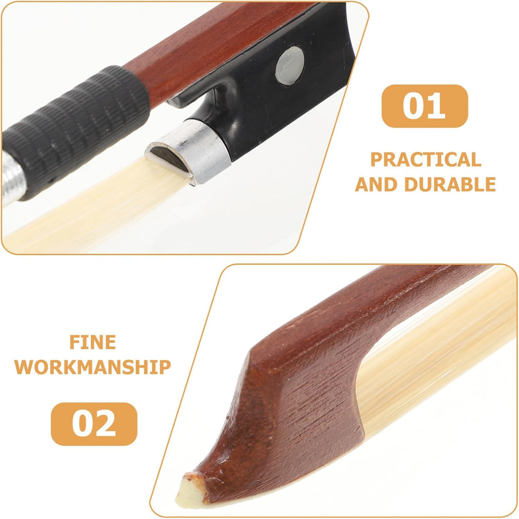 Holibanna Violin Bow with Natural Horsetail Hair Handmade Wood Bow for Student and Beginner Violinists 17.3 Inch Balanced Musical Instrument Accessory