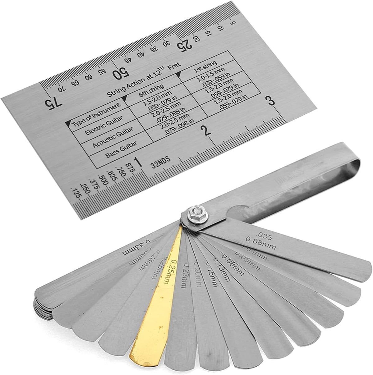 "Guitar Gauge Ruler,Portable String Action Measurement Tool,Fret Protector with Fingerboard Guard for Guitarists,Luthiers,Home Maintenance,Studio Setup,Professional Repair"