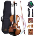 Allset Violin Fiddle Set: 4/4 Polished Violin Kit for Beginners, Acoustic Violin with Hard Case, Solidwood Handmade Starter Kit with Bow, Rosin, Shoulder Rest, Tuner, Strings-Burgundy (yellow, Full)